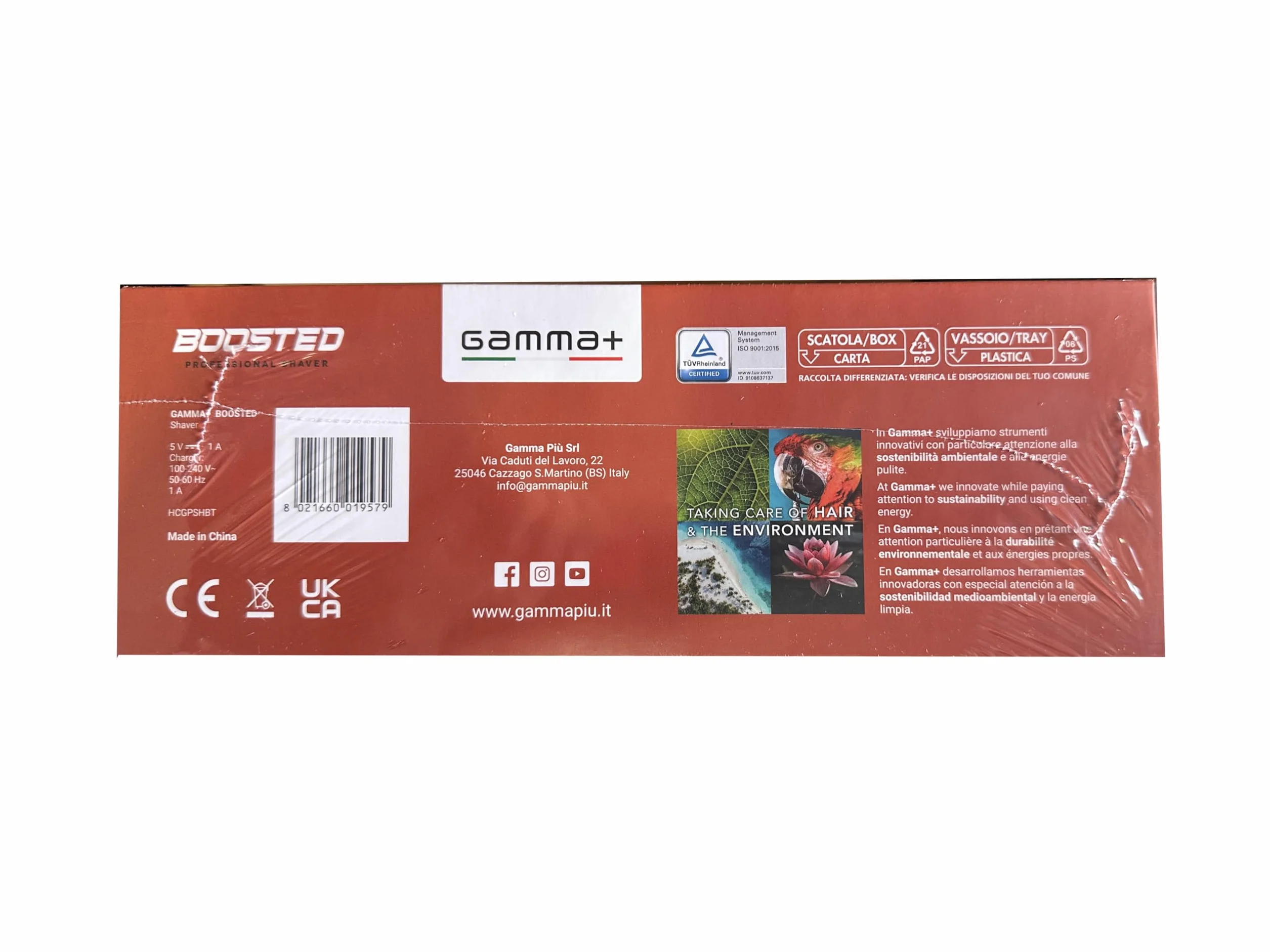 GAMMA+ Boosted Rasoio Elettrico Barba e Capelli con 3 Lame, Rasoio Barba Elettrico Uomo Senza Fili, Autonomia 120 Minuti, Rasoio da Viaggio Compatto, Impermeabile IPX7, Velocità di taglio 11.000 RPM