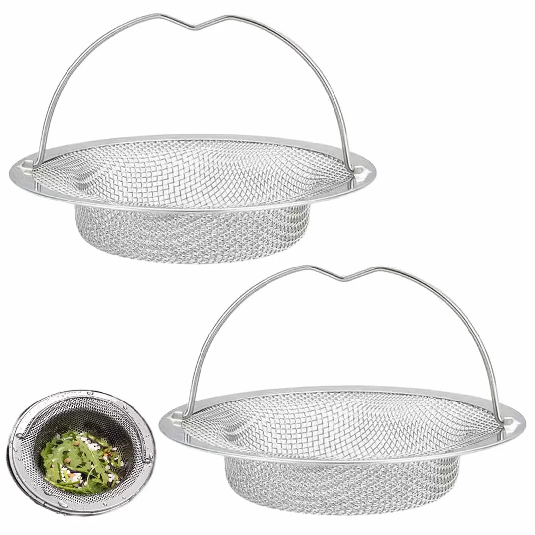 2 Pezzi Filtro Lavandino Cucina in Acciaio Inossidabile, Griglia di Scarico per Lavello da Cucina, 11cm