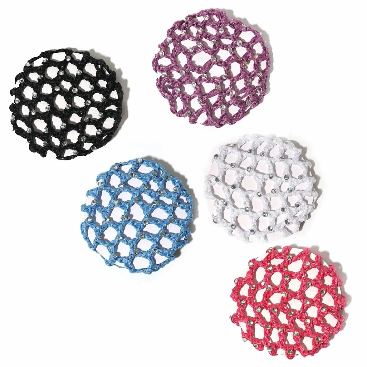5 Pezzi, Retina per Capelli Chignon, Bambina con Perline, Ballet Bun Net, haarnetz, Accessori per i Capelli,con Strass