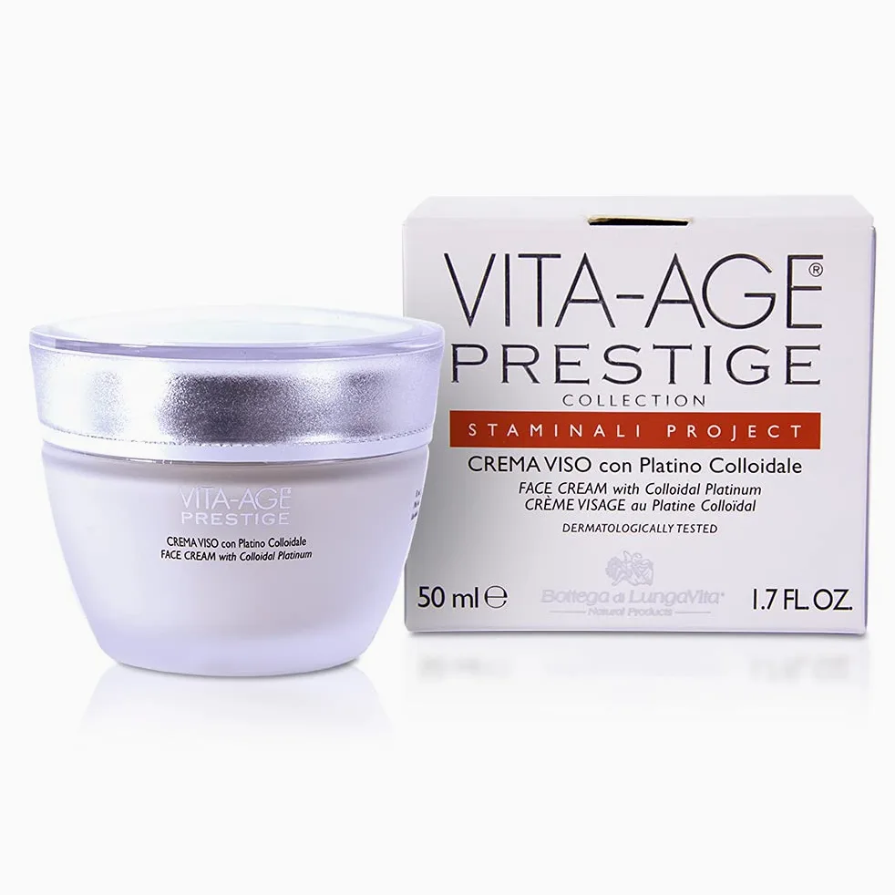 Bottega di LungaVita CREMA VISO VITA-AGE PRESTIGE - Crema viso antiage - viso e collo giorno/notte ricca di attivi ad azione rassodante - Vaso da 50ml