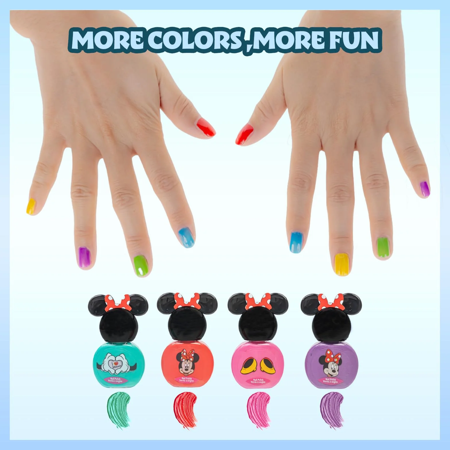 Minnie Mouse Set Trucco Glitter 11 pz Gloss, Smalto e Adesivi Unghie