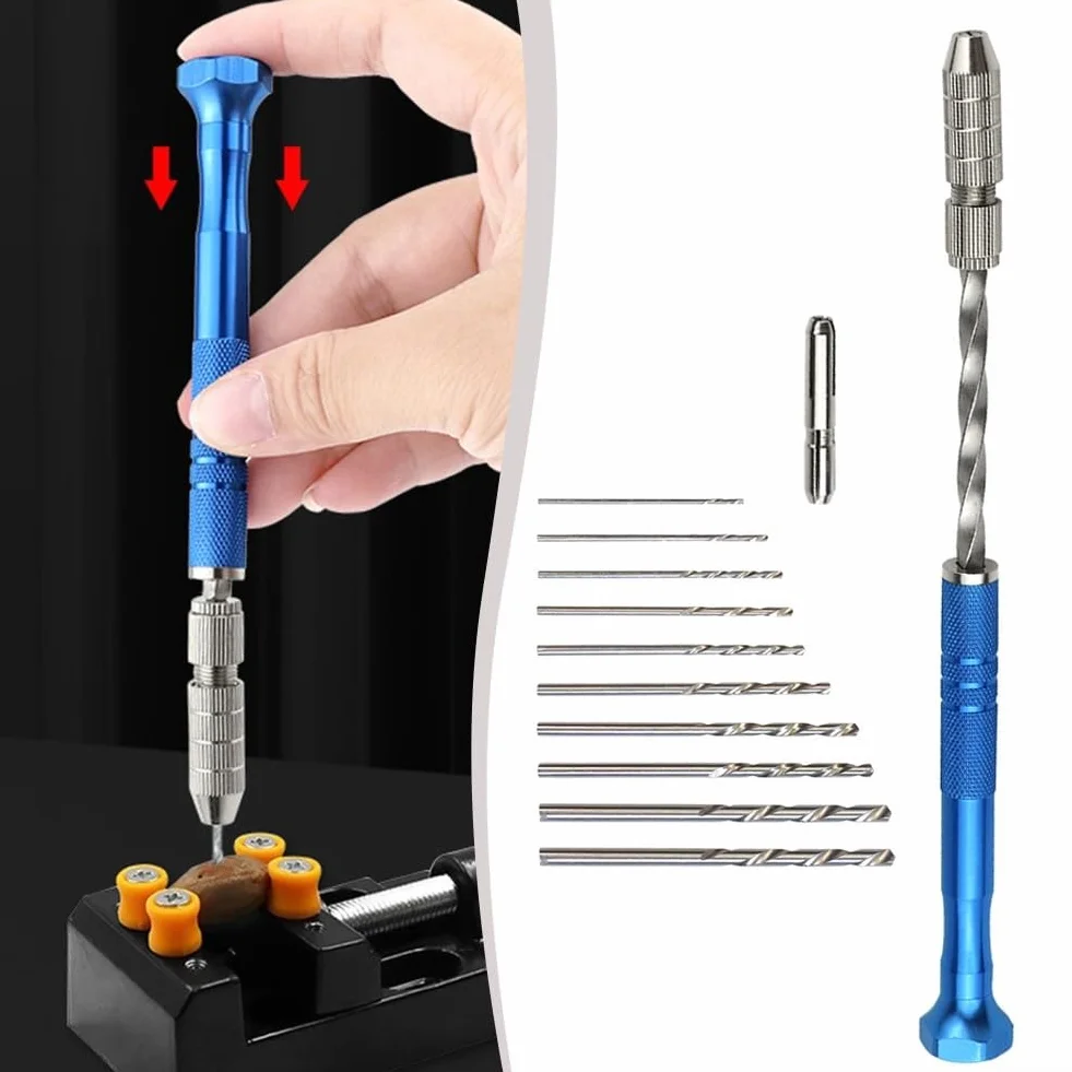 Oniissy Trapano manuale semiautomatico blu 0,5-3 mm mini per artigianato assemblaggio elettronico modellismo