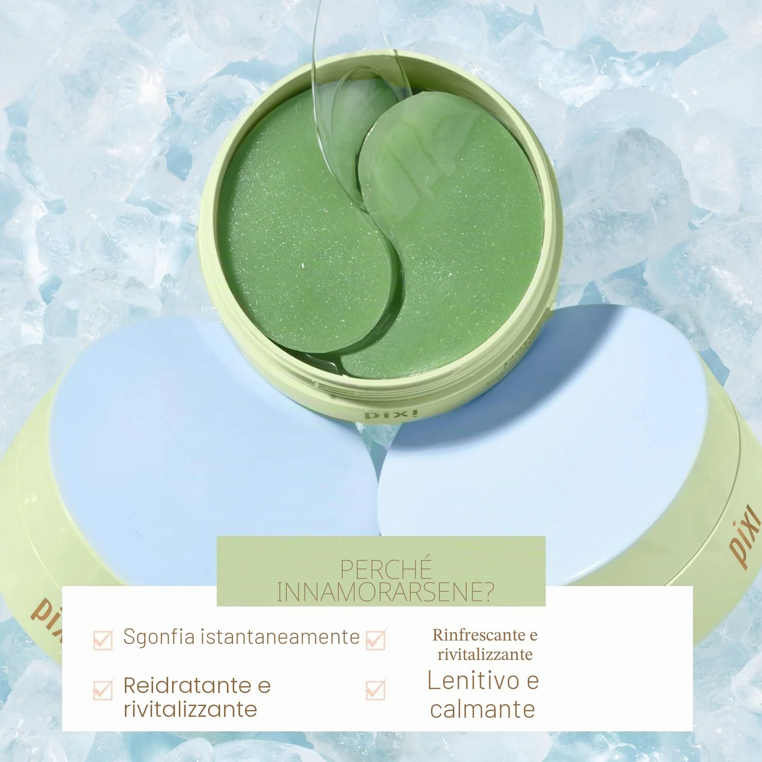 Pixi Detoxifeye Depuffing Hydrogel Under Eye Patches, Acido Ialuronico, Gold Caffeine Eye Patches per la zona sotto gli occhi, Idrata la zona degli occhi, 30 paia, 60 cerotti