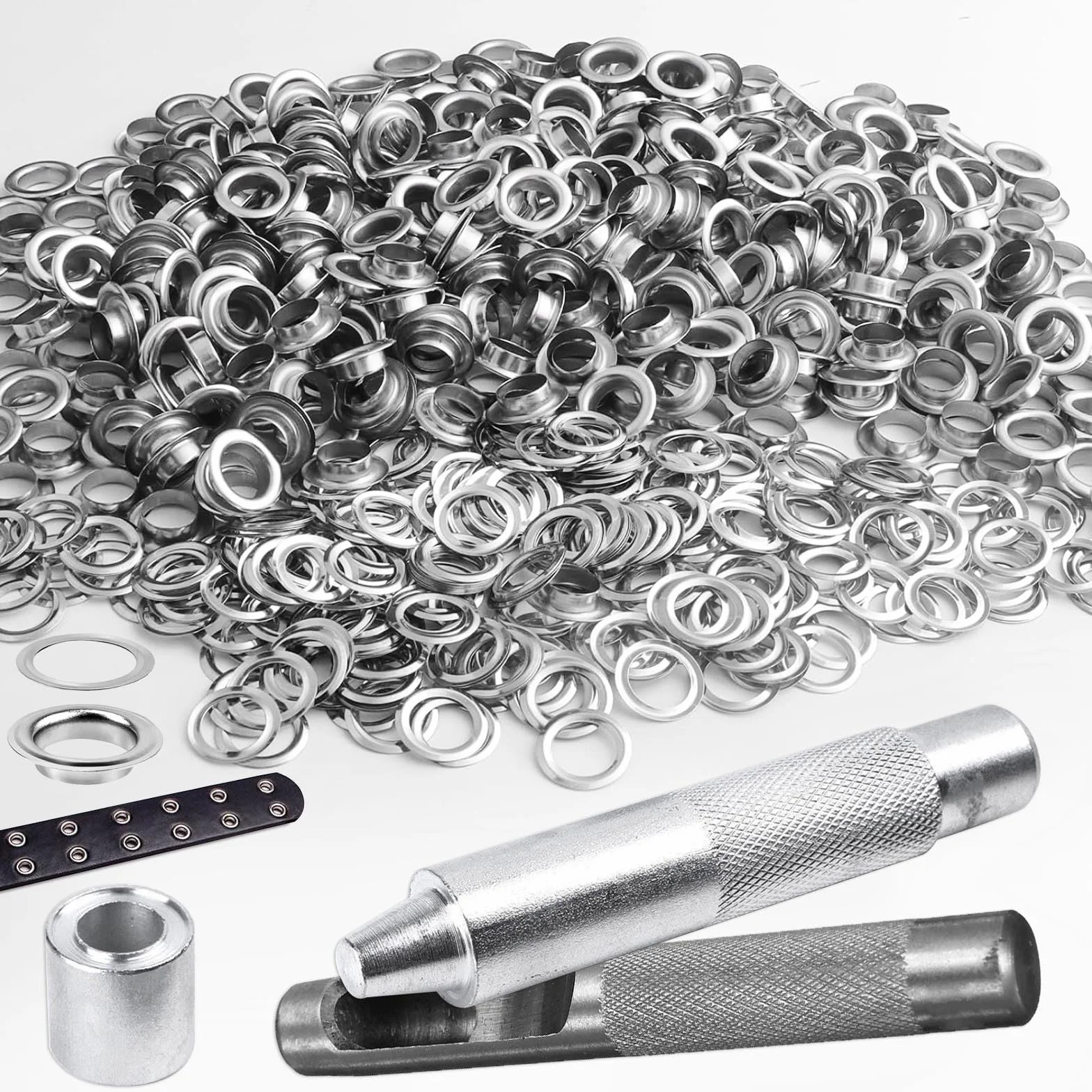 Occhielli in Acciaio Inox 10 mm 200 Pezzi Kit Pinze per Telone Abbigliamento Pelle