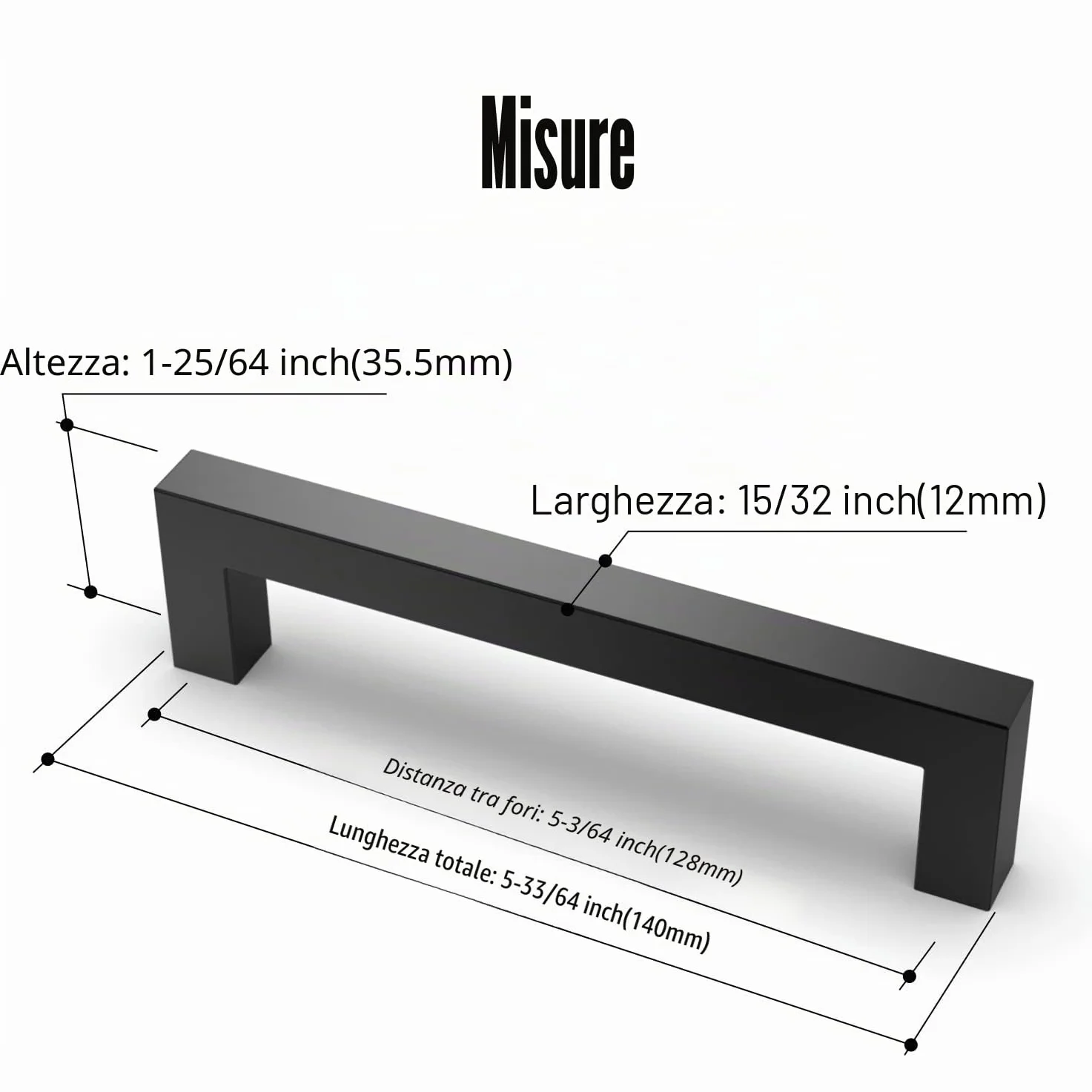Maniglie per Mobili da Cucina Nero 128 mm Acciaio Inossidabile Amerdeco 10 Pezzi