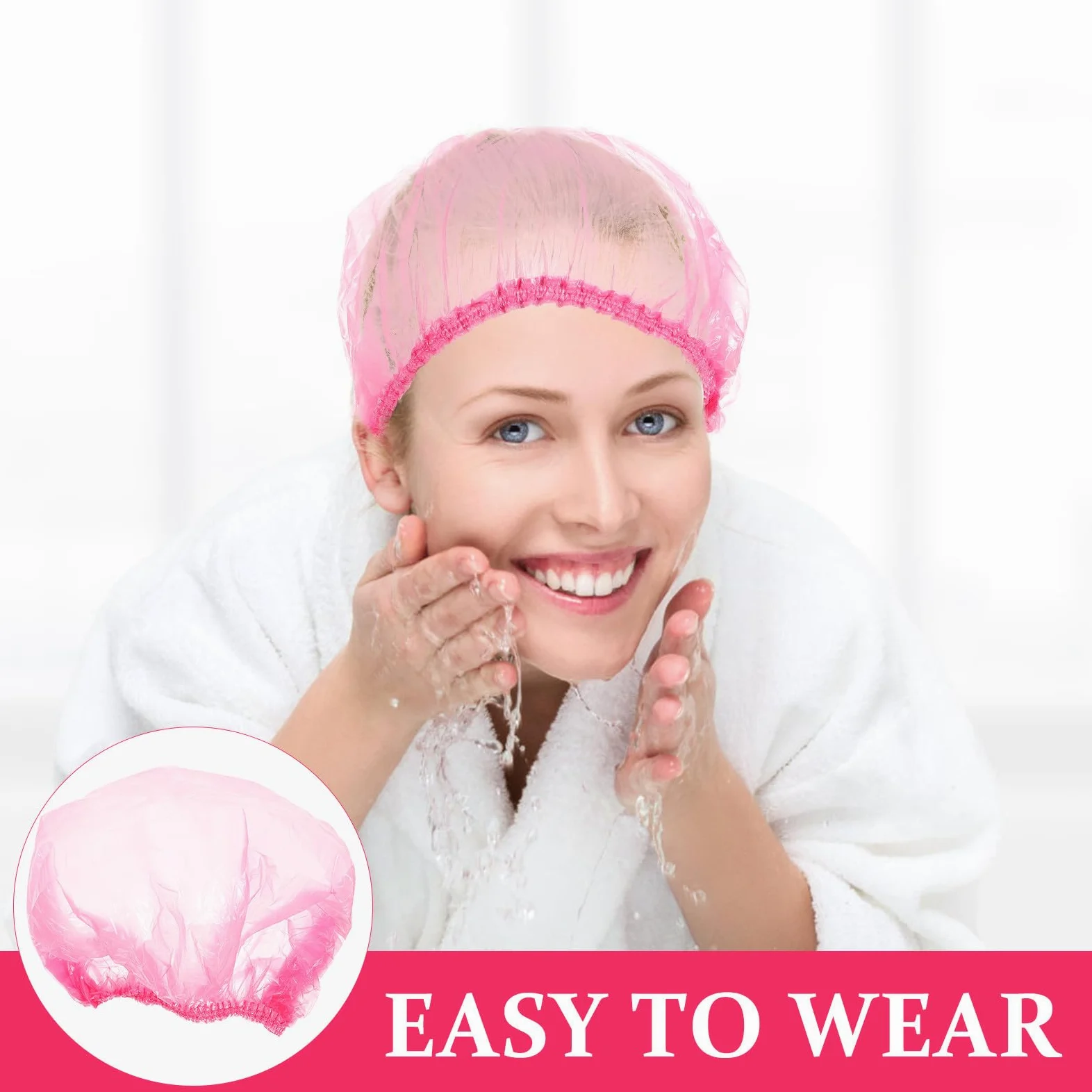 DOITOOL Cuffie da Doccia Impermeabili Donna Rosa in Plastica Elastiche Grandi 44 Cm per Spa e Viaggio Confezione da 500 Pezzi Facili da Trasportare