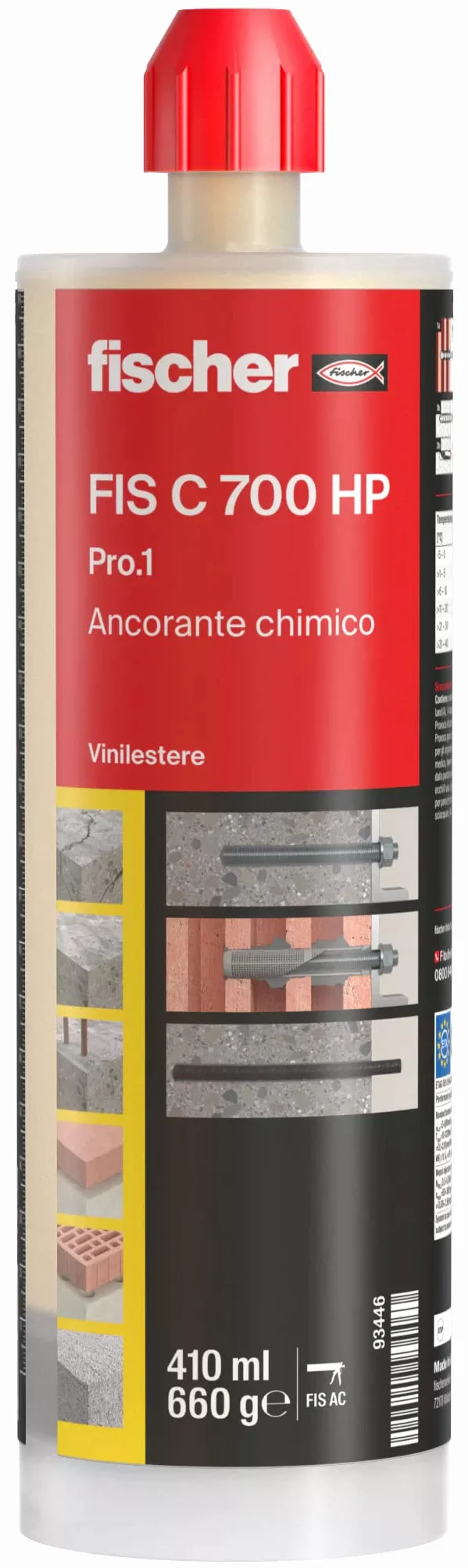 Fischer FIS C 700 HP Pro.1 Tassello Chimico Resina Hybrid Ancorante Iniezione Bi-componente Ibrido Calcestruzzo Fessurato Muratura