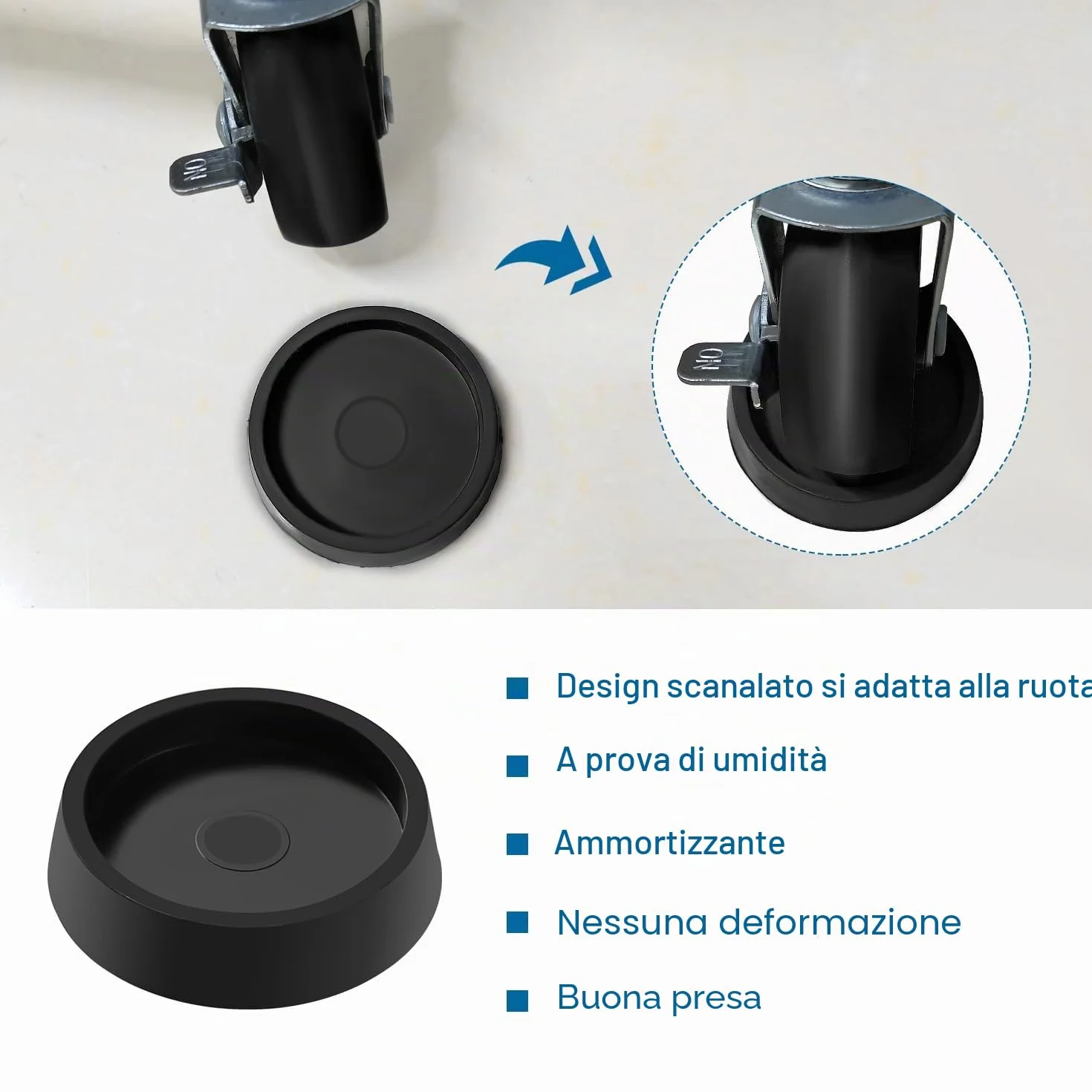 Protezioni per Pavimento Antiscivolo 6 Pezzi, Tazze di Ricino in Gomma per Mobili, Coppe per rotelle, Piedini in Gomma Sottobicchieri
