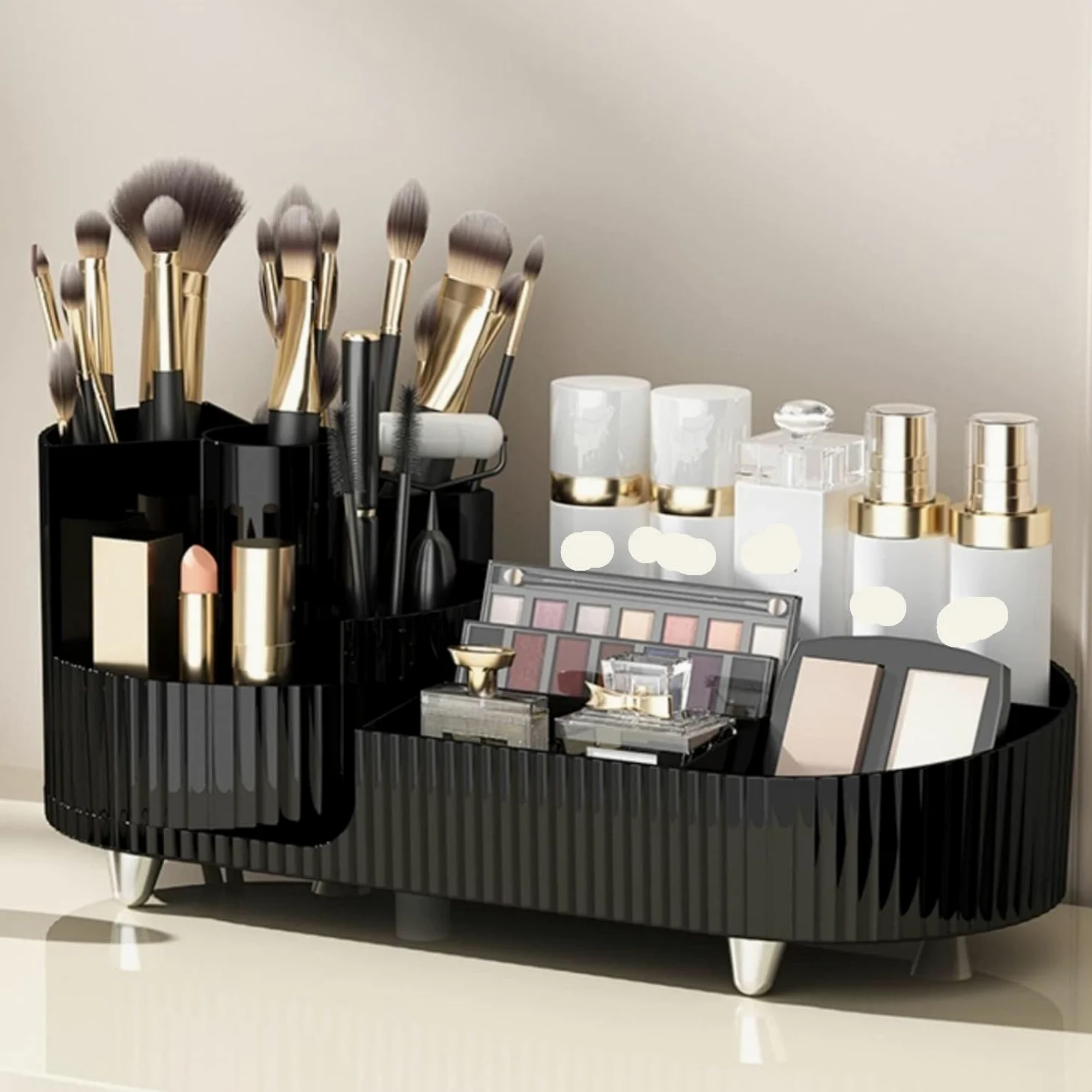 Porta Trucchi,Toeletta Organizer per Trucco Rotante Vetrina per Cosmetici di Grande capacità per Pennelli per Trucco Eyeliner Rossetti Cura della Pelle Multifunzione(B)