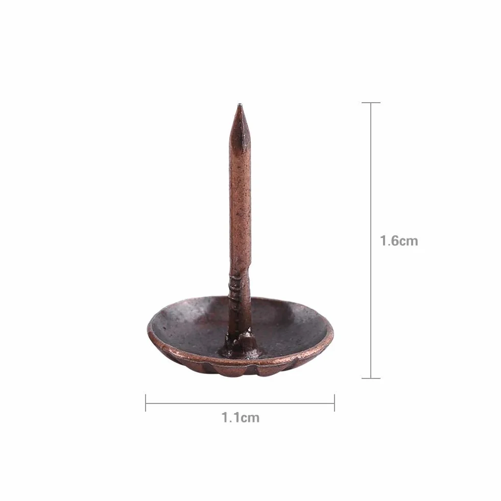 Chiodi Tappezzeria Bronzo 11x16 mm 100 Pezzi, Borchie Decorative per Mobili Rosso
