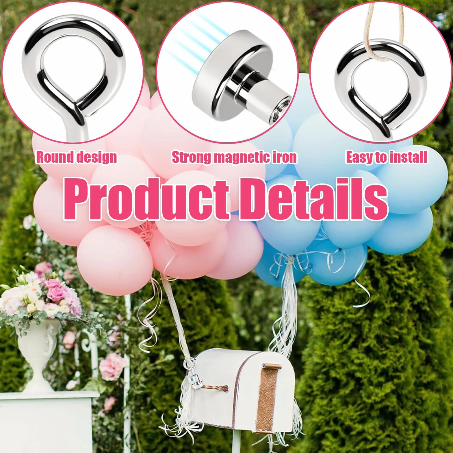 8 Pezzi Supporto Magnetico per Palloncini – Pesi Riutilizzabili per Palloncini a Elio – Base Magnetica per Feste, Matrimoni, Compleanni, decorazioni natalizie e pasquali