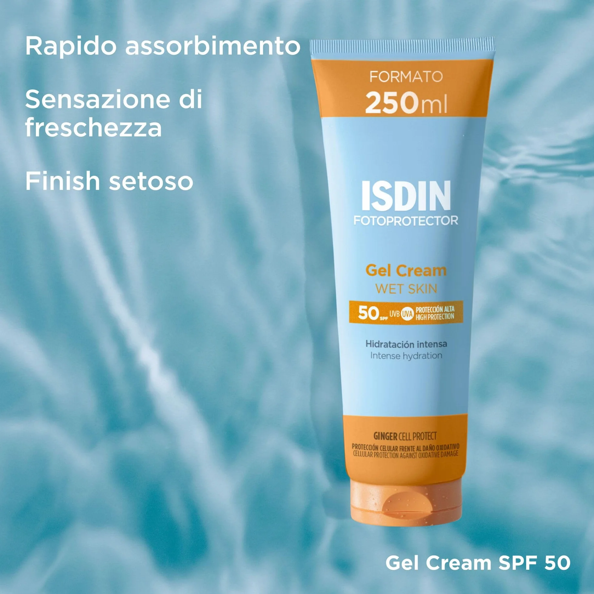 ISDIN Fotoprotector Wet Skin Gel Cream SPF 50 | Crema-Gel Corpo Rinfrescante e Idratante | Assorbimento Rapido