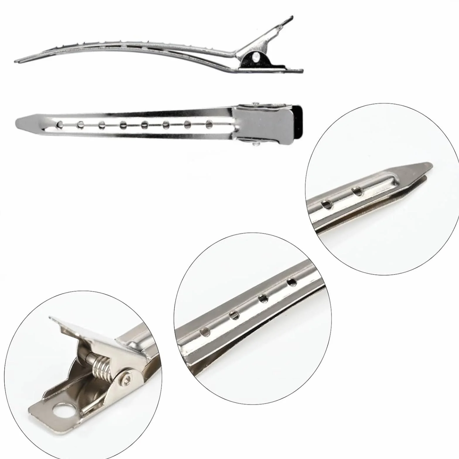 Becchi D'oca per Capelli 24 pezzi, Clip Capelli Donna 3,5 pollici, Fermagli per Capelli in Metallo, Professionali Antiruggine per Becchi per Capelli con Fori per le Estensioni dei Capelli (24pcs)