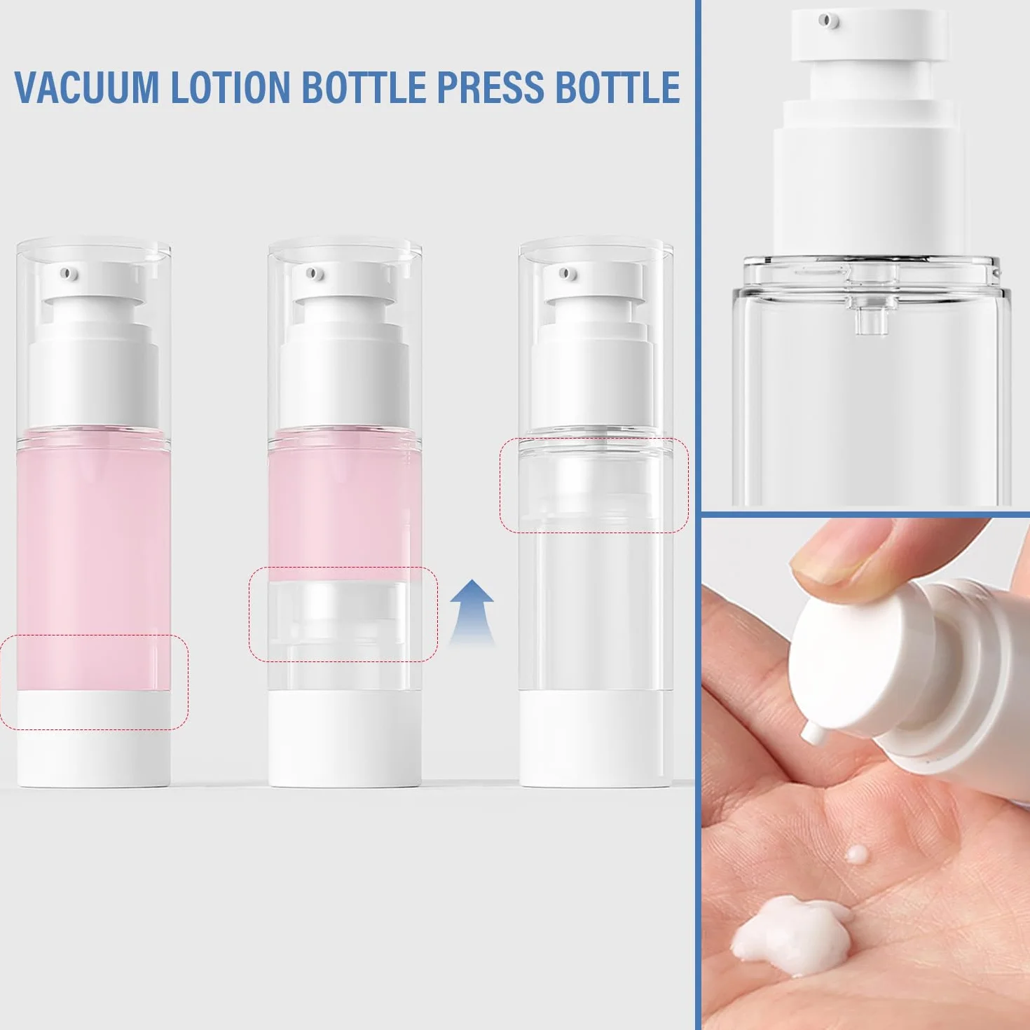 6 flaconi da 30 ml a pompa, ricaricabili vuoti, trasparenti, da viaggio, per fondotinta, essenza, crema, articoli da toeletta