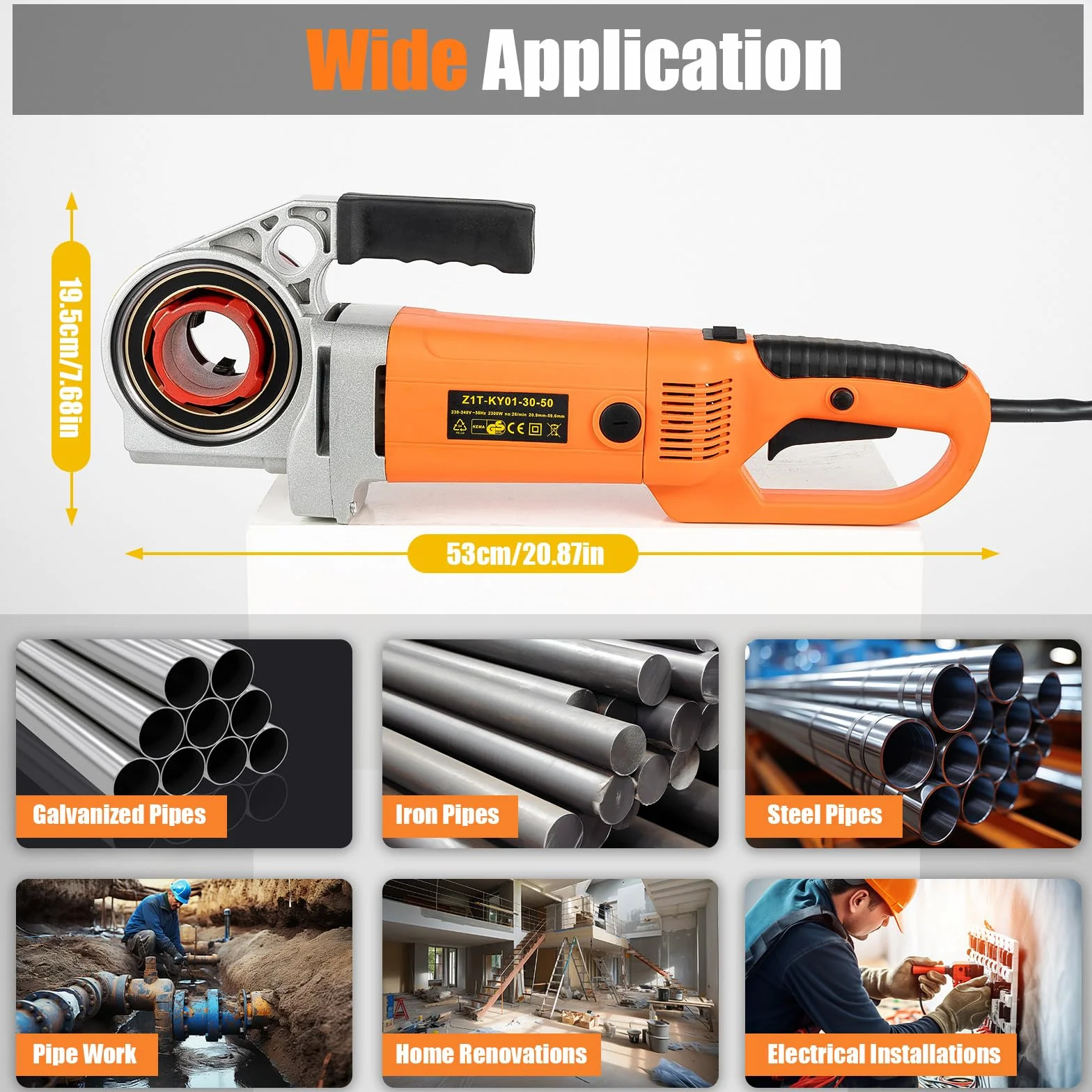 Filettatrice elettrica per tubi 2300 W 1/2"-1-1/2" 6 matrici