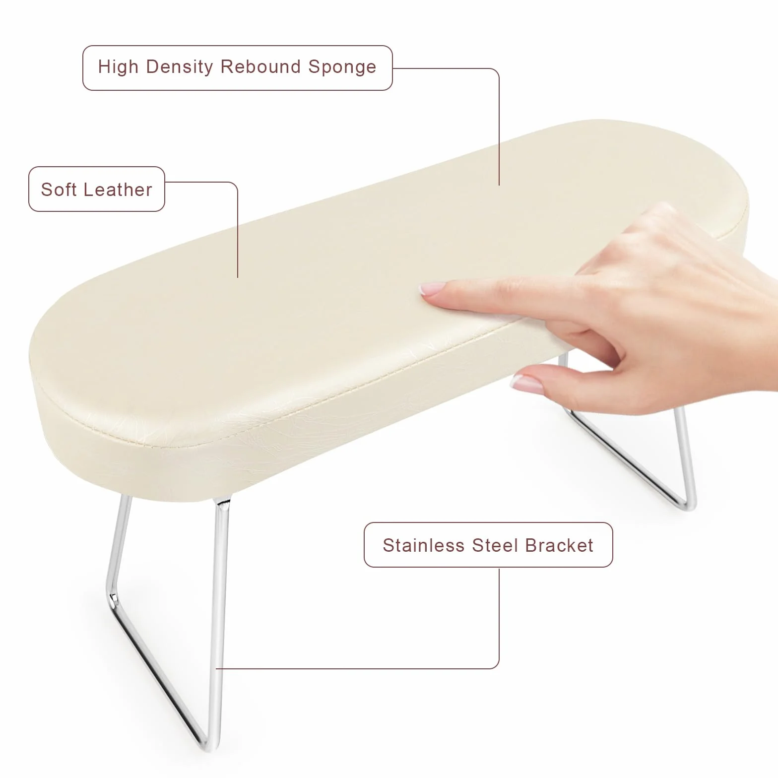 Poggiamano Per Unghie, RISVOWO Pads Unghie In Pelle Pu, Poggia Mani Per Unghie Antiscivolo, Supporto Pieghevole, Spugna Morbida, Cuscino Per Mani Impermeabile Per Studio Di Unghie,Poggia Mani (Bianca)