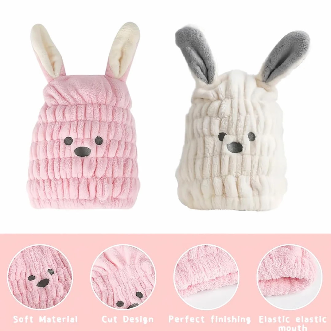 Asciugamano Capelli Turbante, 2 Pezzi Asciugamano Microfibra Capelli Bambini, Morbido Turbante Asciugacapelli, Asciugamano per Capelli Donna Ragazze Corti
