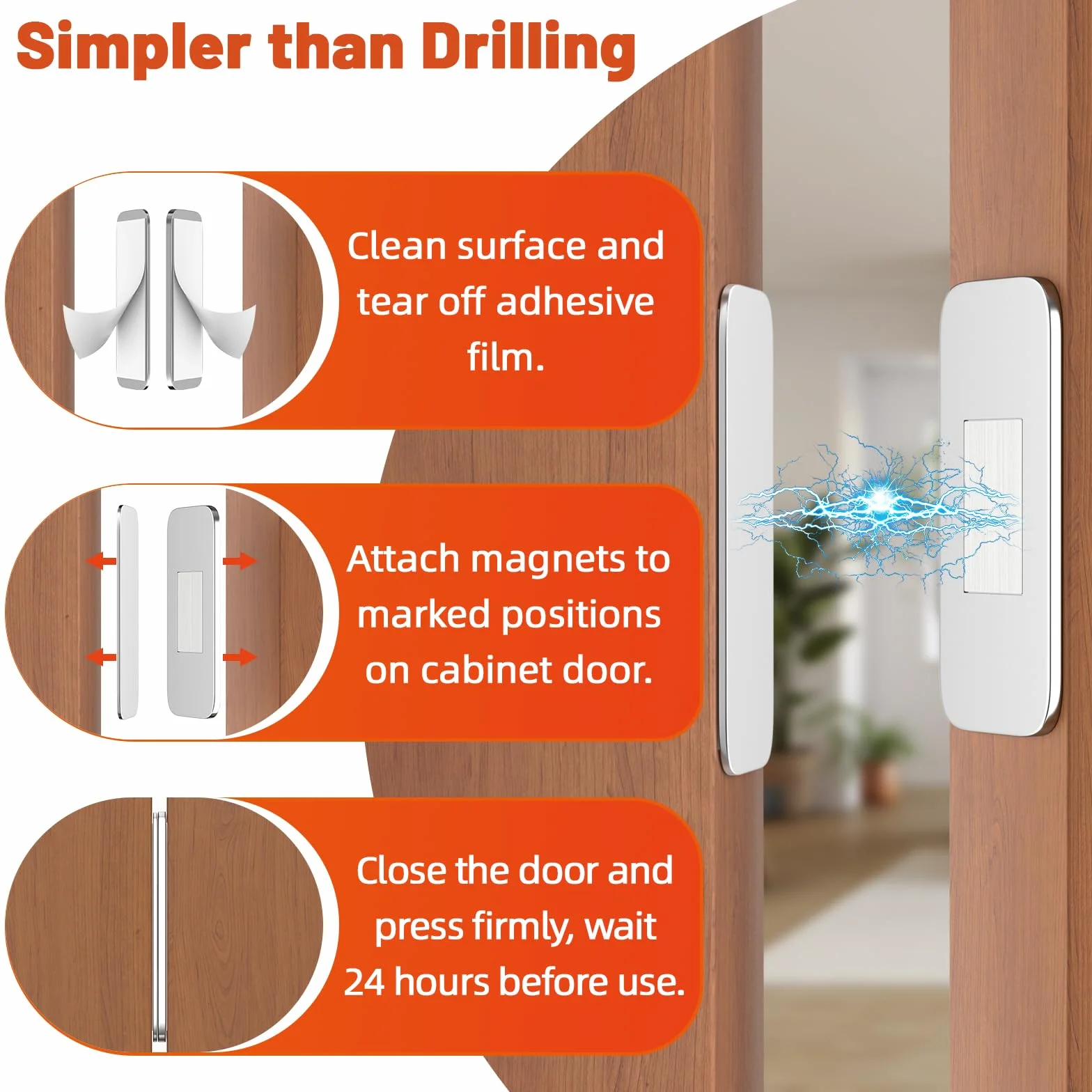 Chiusura Magnetica Ultra Sottile 6 Pezzi Argento, Calamita per Mobili in Metallo, Magneti Adesivi per Porte Armadi Cucina