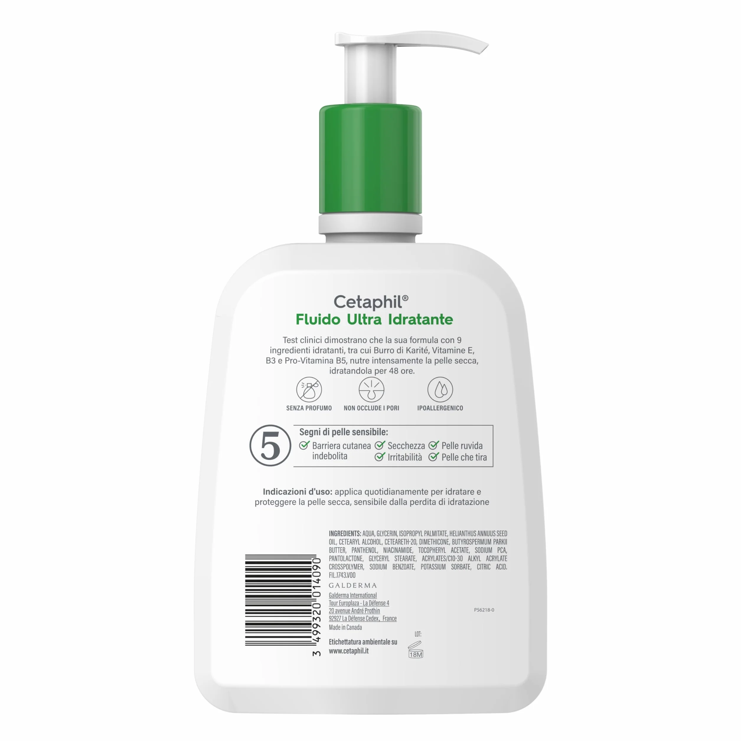 Cetaphil Fluido Ultra Idratante, Crema Viso e Corpo, per Pelle con Secchezza Persistente e Sensibile, Idrata Fino a 48 Ore, Senza Profumo, Formato 470 ml