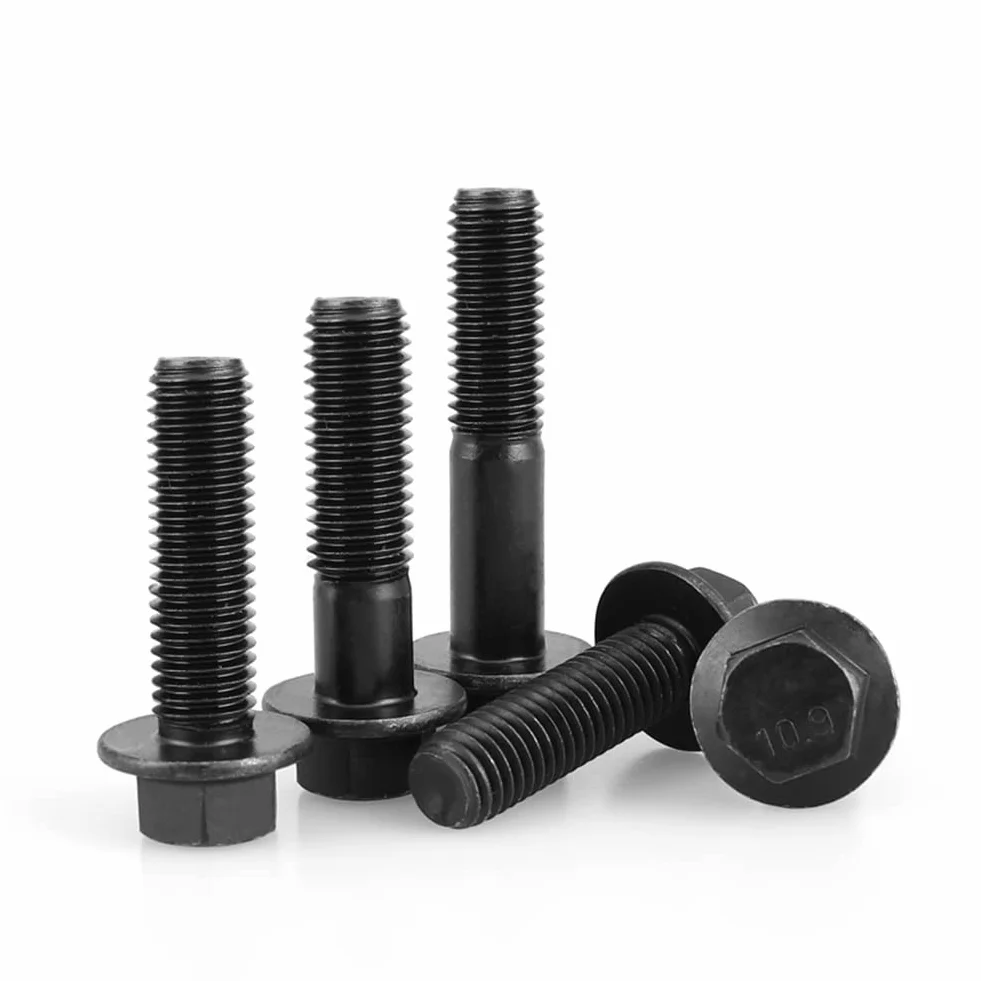 Bulloni a Testa Esagonale con Flangia M6x30 mm Acciaio Legato Grado 10.9 Nero