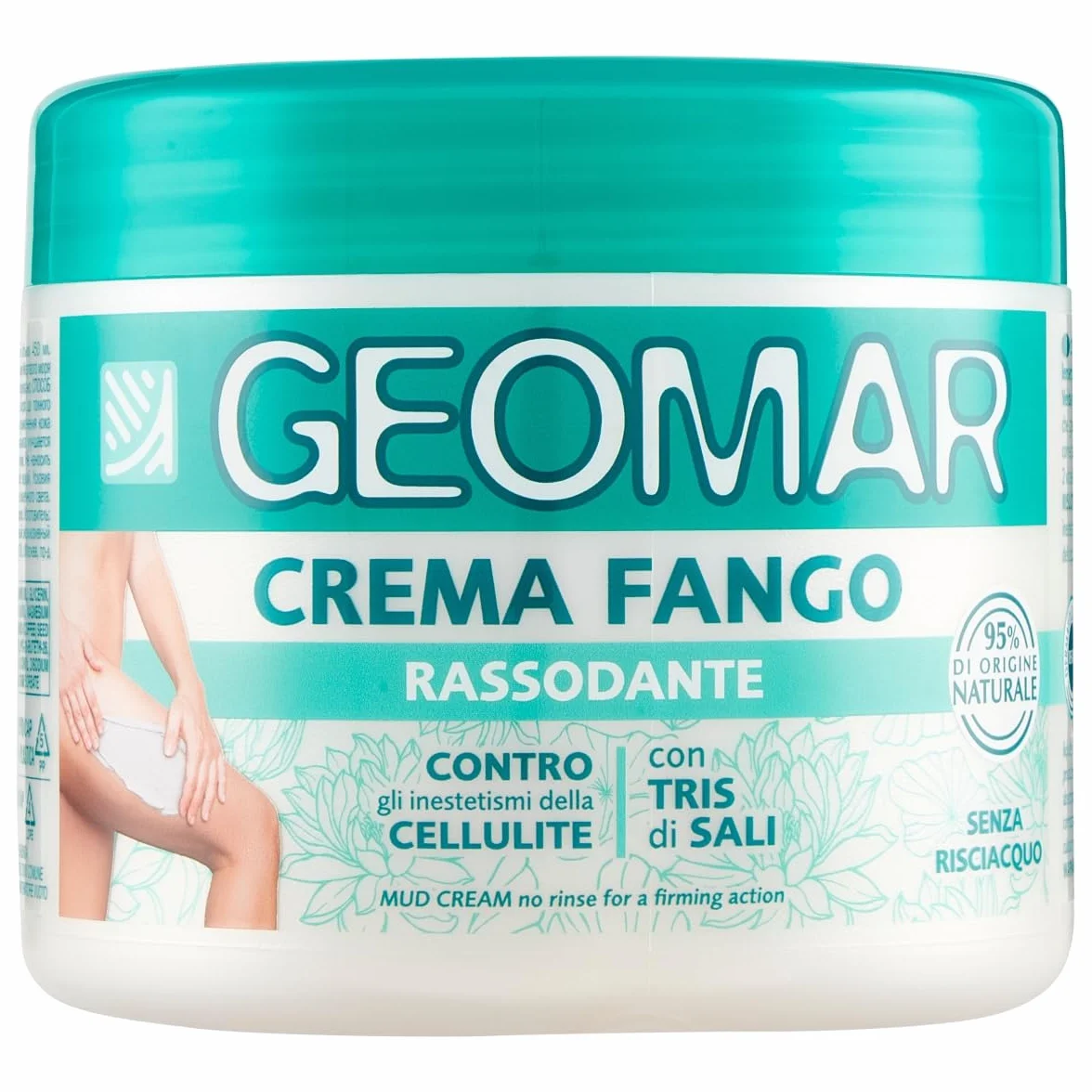 GEOMAR | Crema Fango Rassodante contro gli Inestetismi della Cellulite, 95% di Origine Naturale Con Tris Di Sali (Sale Marino, di Epsom e del Mar Morto), Senza Risciaquo, Made in Italy, 450 ml