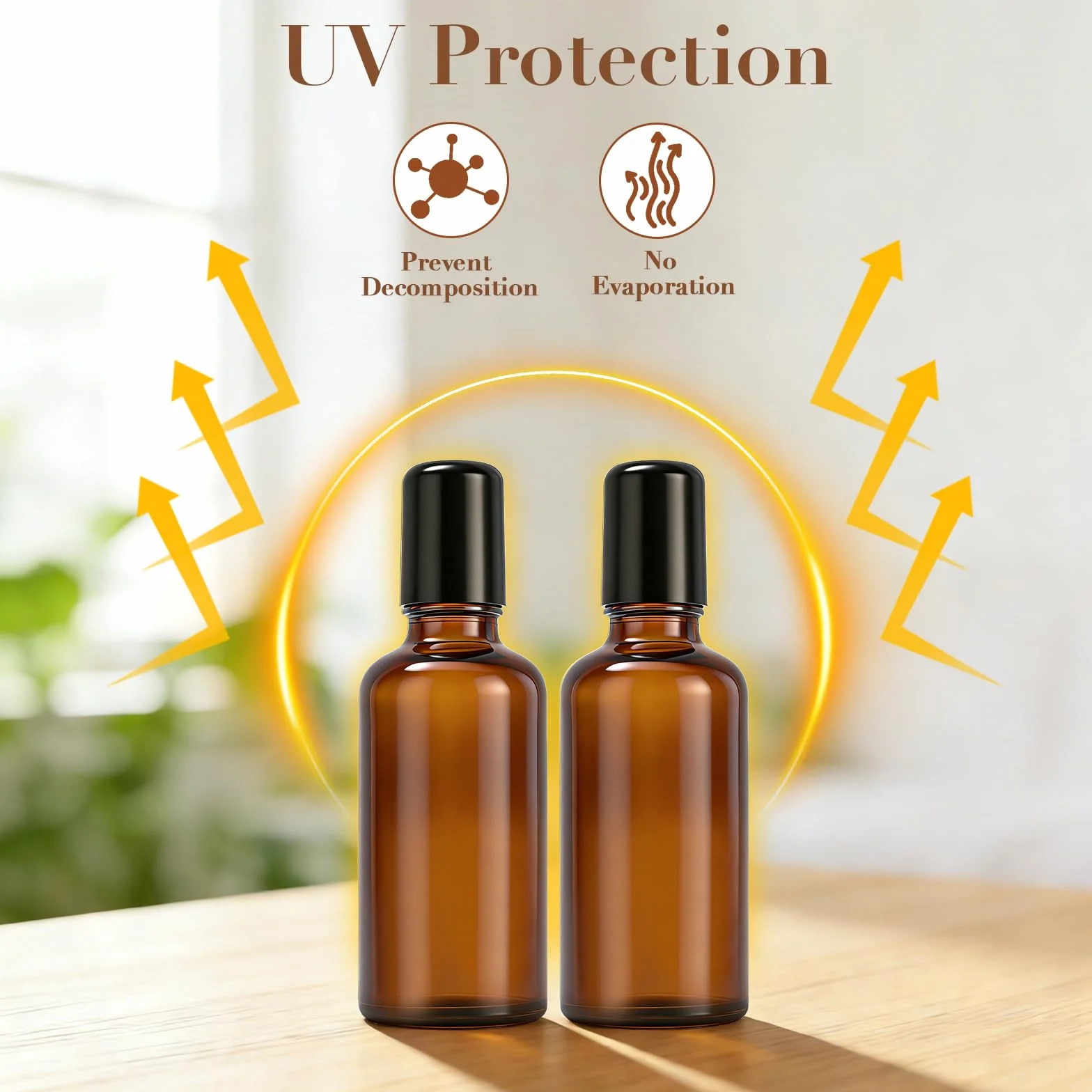 6 bottiglie di vetro rollon da 30 ml per olio essenziale, rollon bottiglia vuota, con sfera in vetro, ricaricabili in Rollon marrone con 6 accessori per profumo, massaggio, aromaterapia