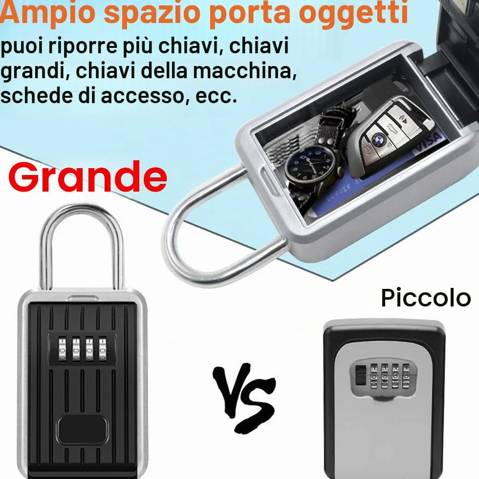 TEUEN Cassaforte Chiavi Esterno Combinazione 4 Cifre Lucchetto Cassetta Chiavi Muro Nero