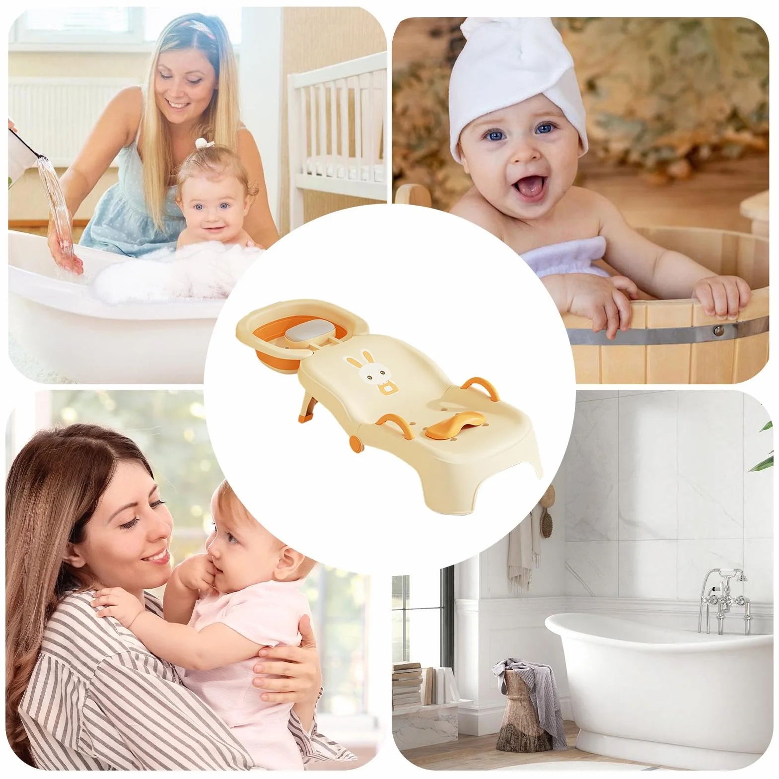 Sedia per lavare i capelli dei bambini, sedile regolabile per shampoo, supporto pieghevole per bacino del salone | Base antiscivolo, morbido schienale con design resistente all'acqua per il
