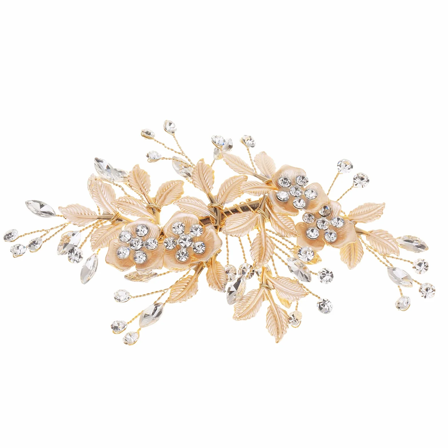 Pettine per capelli da sposa, Fermagli per Capelli da Sposa, Tiara nuziale petalo foglia d'oro,copricapo per la testa per matrimonio, articolo di gioielleria adatto a spose e damigelle