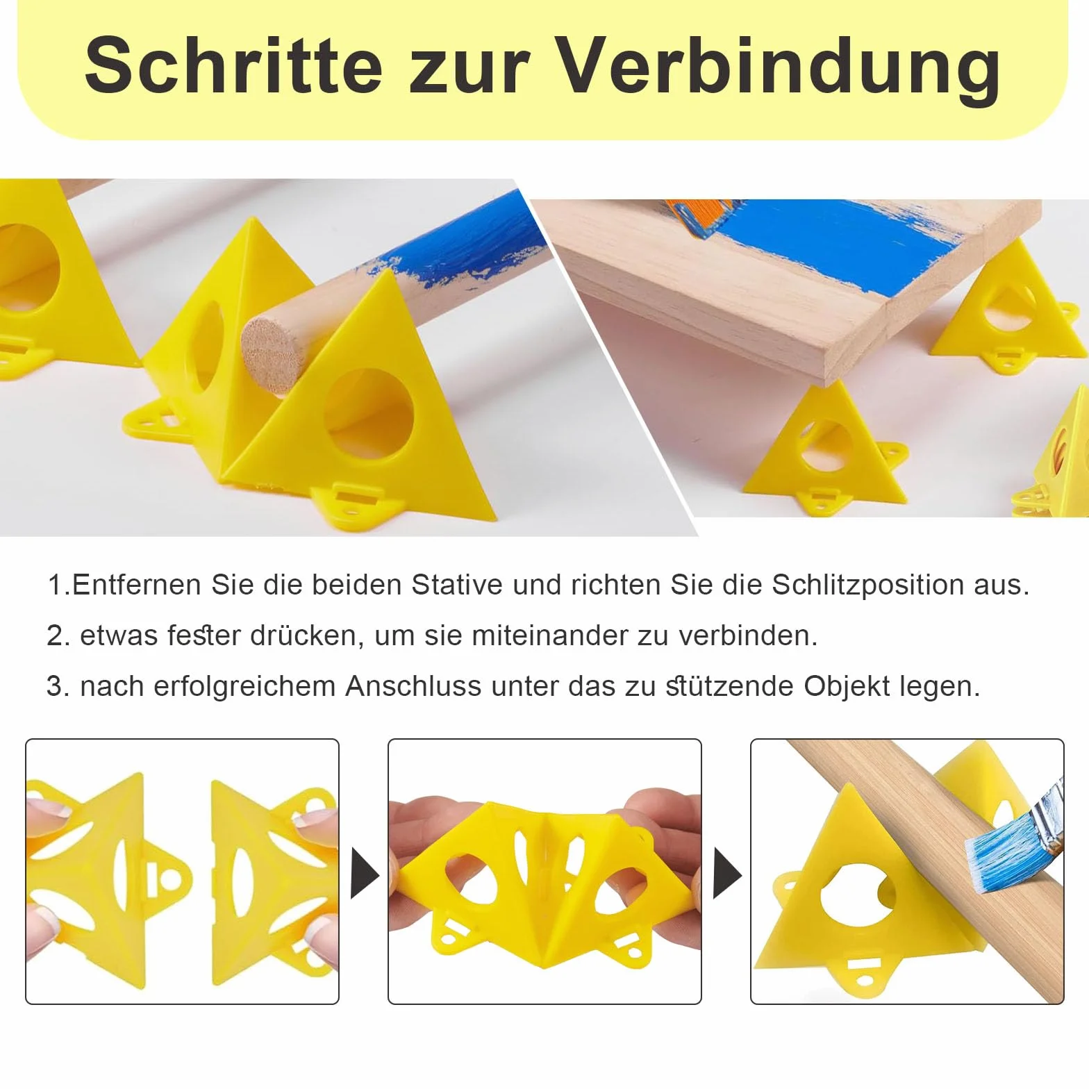 Supporti a Piramide 60 pezzi Pittura Piramidi Verniciatura Plastica Supporto per Progetti Dipinto Mobili Giallo