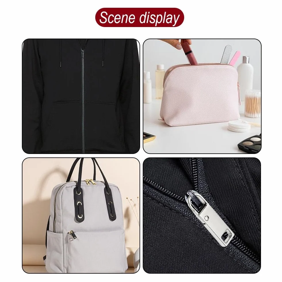 Cerniera Tira Sostituzione, 12 Pcs Cursore Cerniera Universale in Metallo per Borsa Vestiti Jeans Valigia