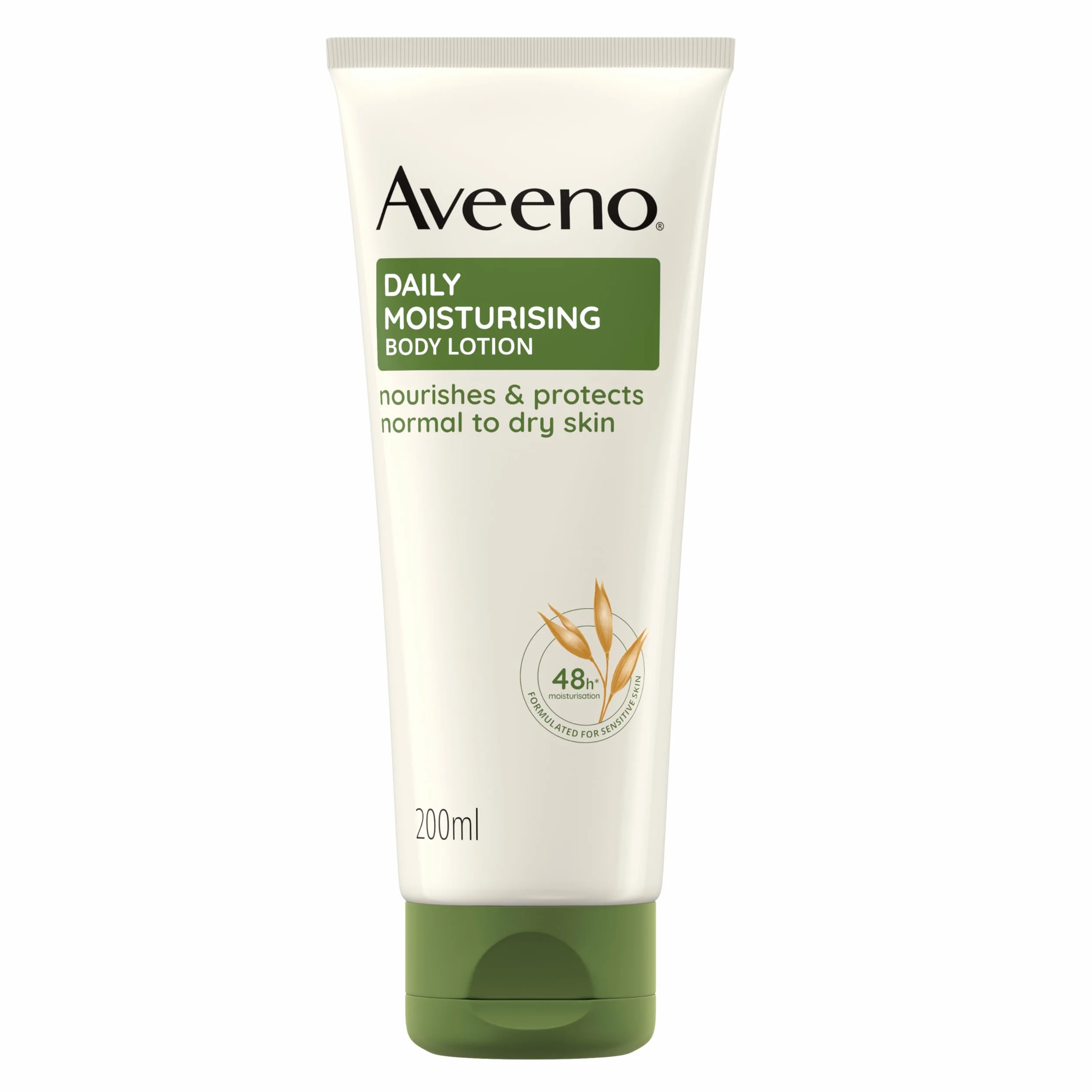 Aveeno Daily Moisturising Crema Idratante, Crema corpo idratante per 48 ore con Avena Colloidale Prebiotica, Crema corpo per pelli normali, secche e sensibili, Body lotion senza profumo, 200 ml