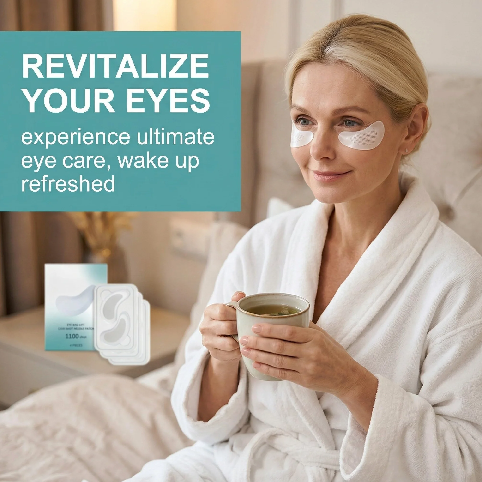 4 Coppie Microneedling Eye Patches, Patch Occhi con Microaghi Microneedling Eye Patches con Acido Ialuronico Idratano, per le donne, trucco bellezza viaggiatori | Riducono Borse e Occhiaie