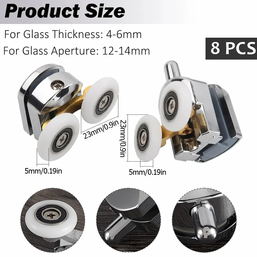 Rotelle per Porta Della Doccia WeddHuis 8 Pezzi, Metallo Diametro 23 mm, Cuscinetti Scorrevoli