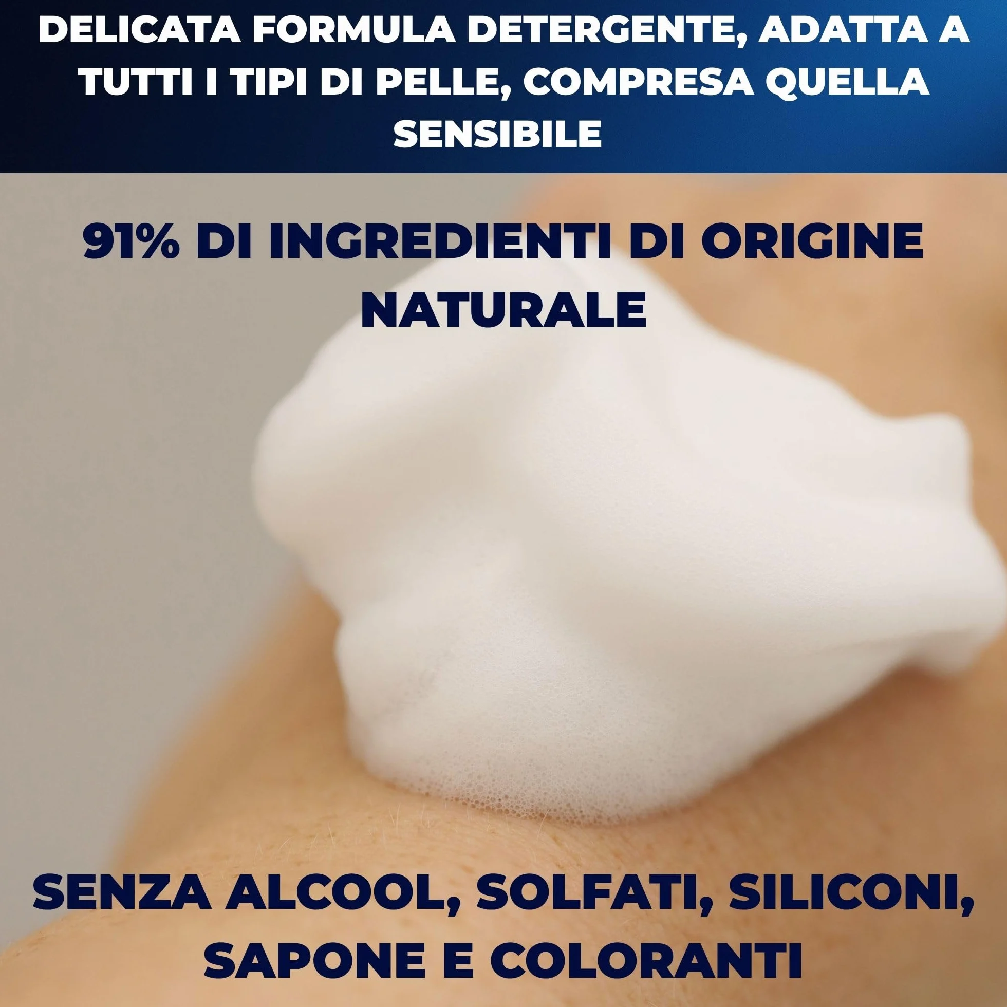 Afrodita Professional Clean Up Fluffy Cleansing Mousse detergente delicato viso pelle sensibile con acido ialuronico e provitamina B5, vegano, 200 ml