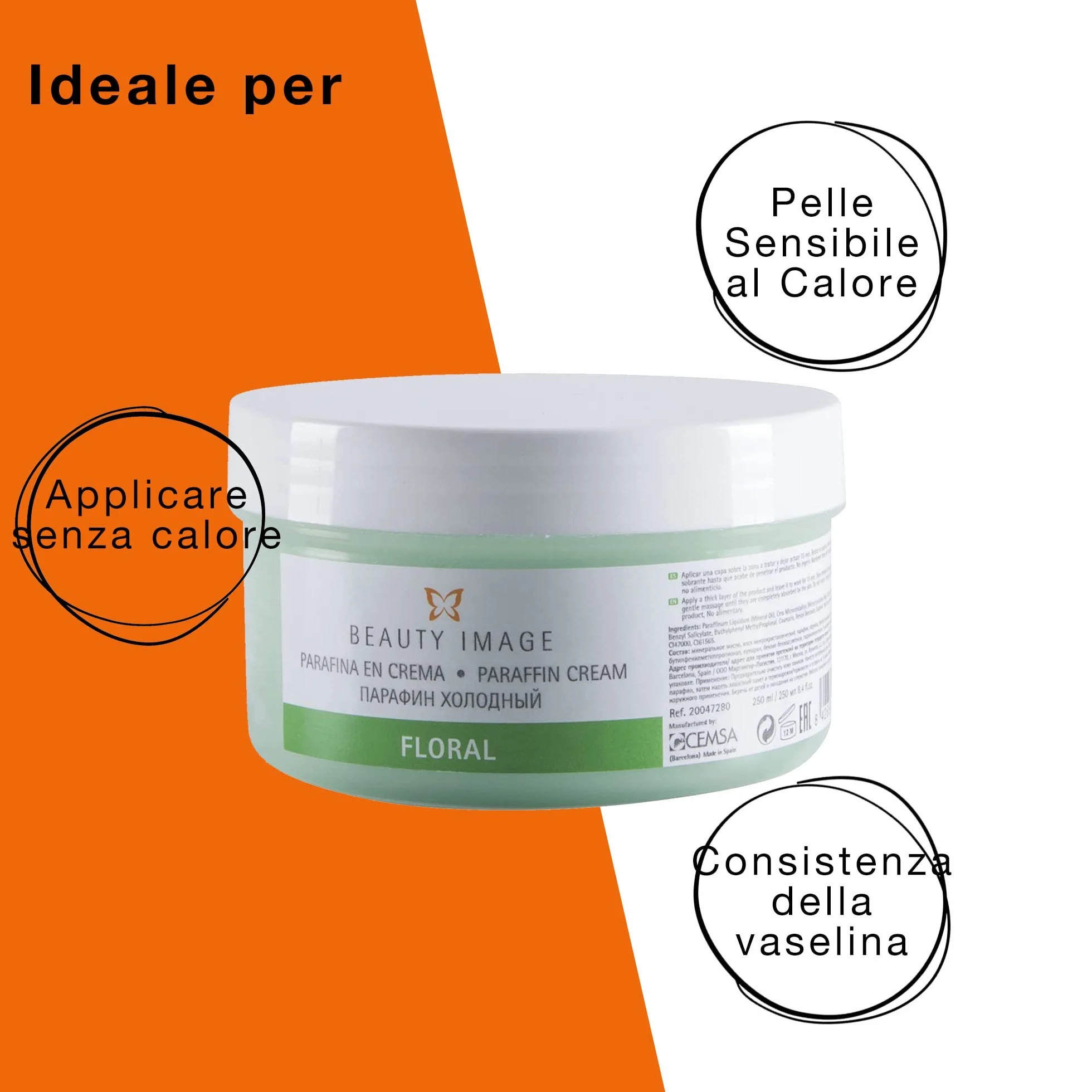 Paraffina per Mani e Piedi - Bagno di Paraffina per Mani - Trattamento Ideale per Disturbi - Effetto Crema-Sauna - 250 ml - 190 gr - Profumo Floreale