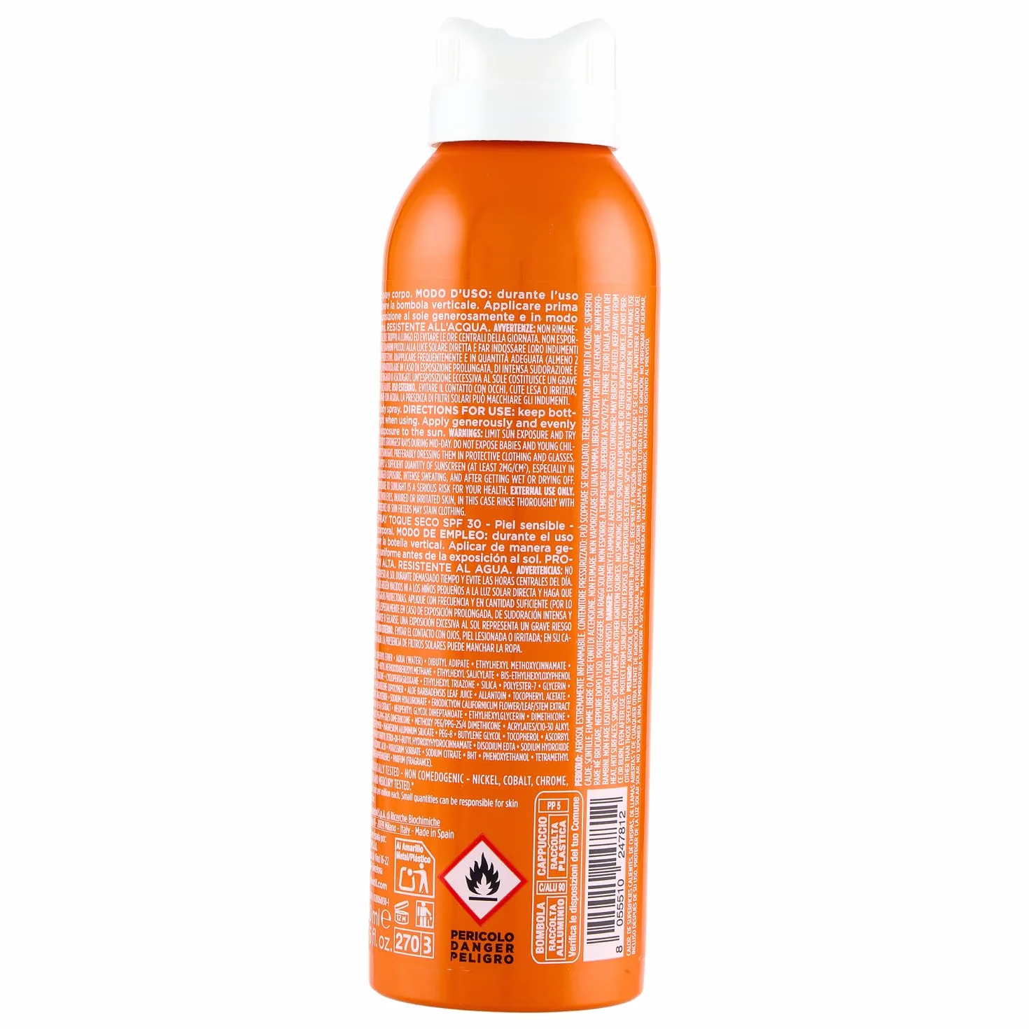 Rilastil Sun System, Dry Touch Spray SPF30 ad Azione Antiossidante per Pelle Sensibile, resistente all'acqua, 200 ml
