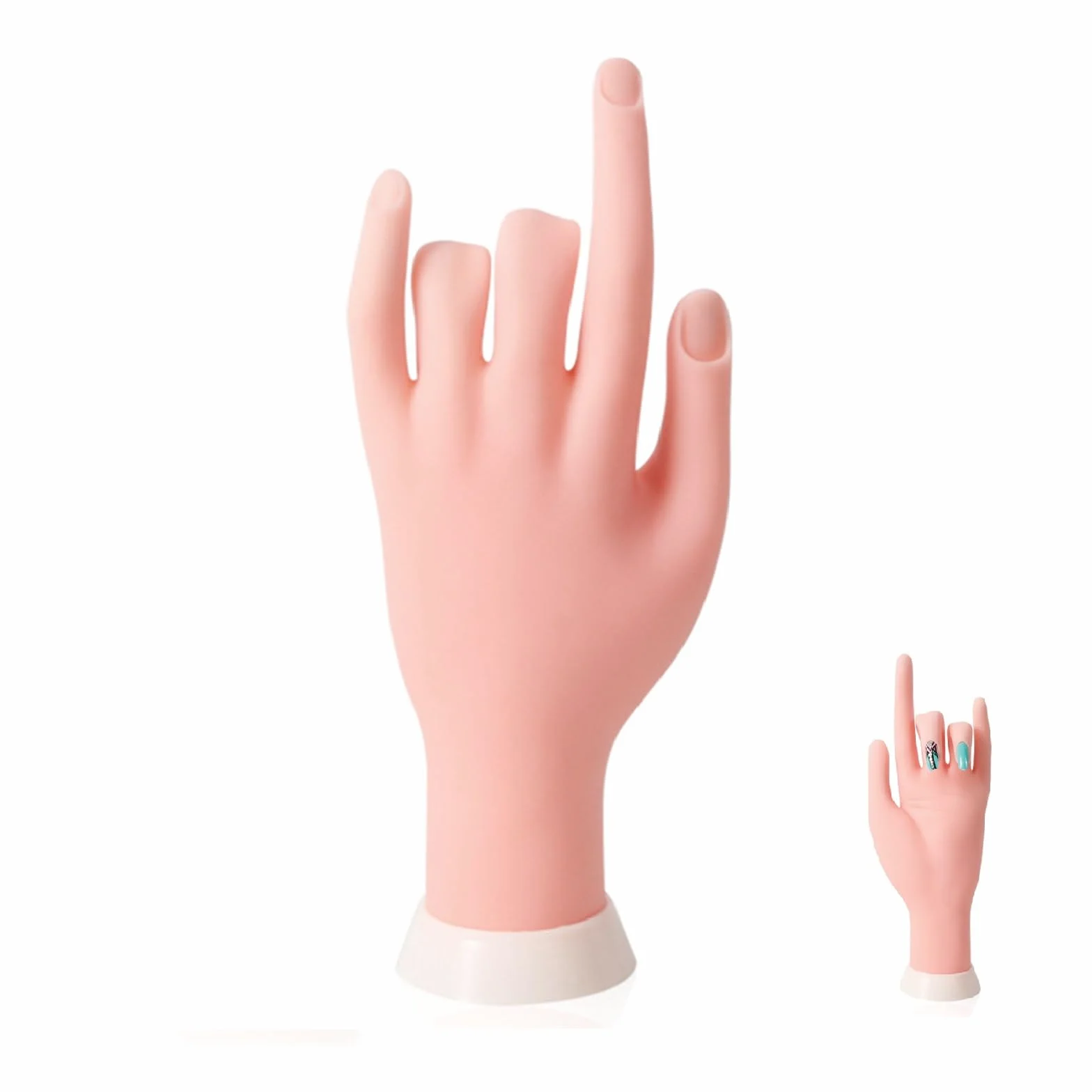 Mano per Pratica,Manicure Practice Hands,Esercitazioni di Nail Art,Mano Finta con Unghie per Praticare la Manicure,Modello Flessibile Movable Morbida per Nail Art Manicure Dito di Formazione,23x8.5c