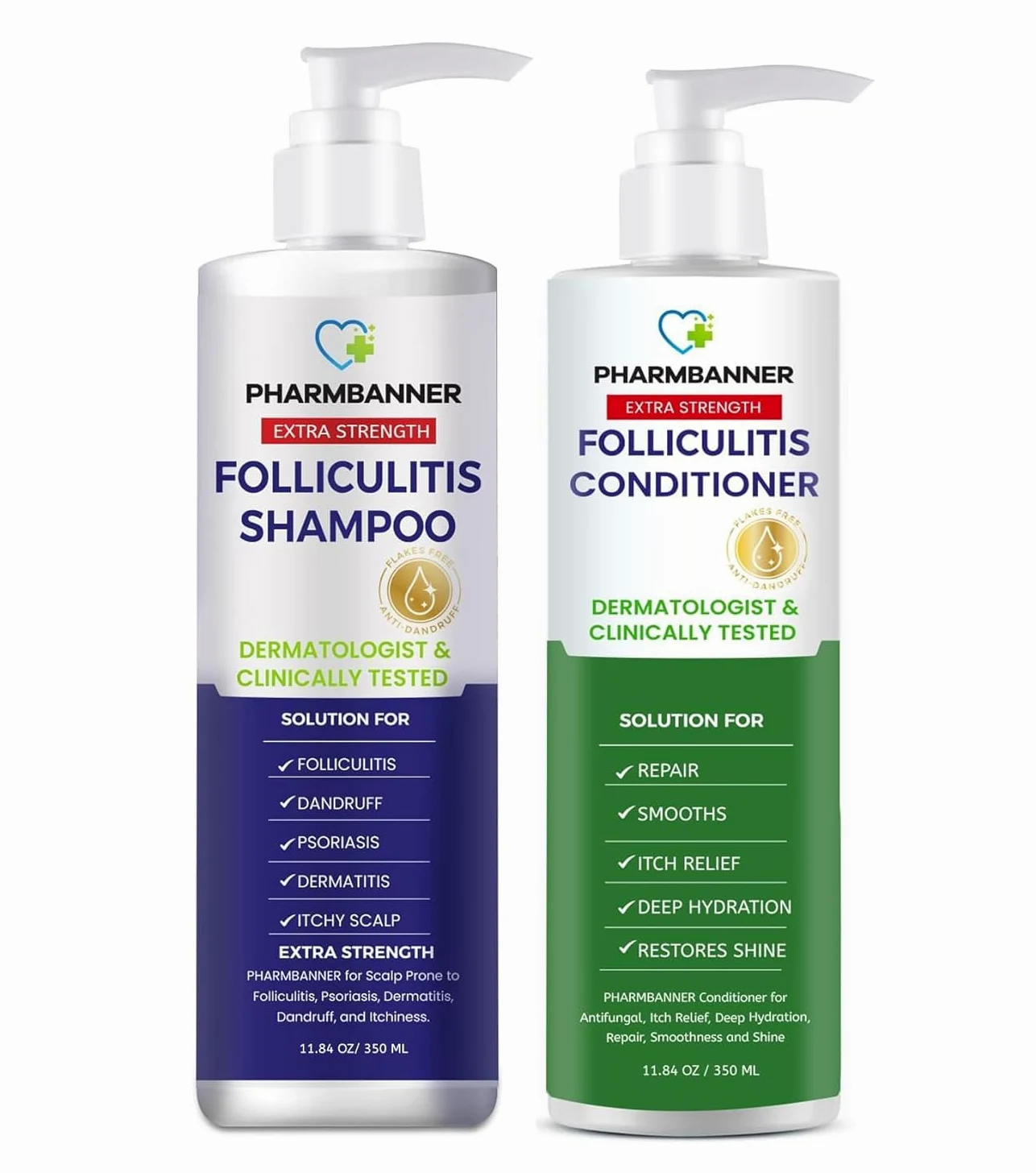 PHARMBANNER Kit shampoo e balsamo per la cura del cuoio capelluto con olio dell'albero del tè e olio di argan, cura quotidiana per cuoio capelluto secco e squamoso e depositi