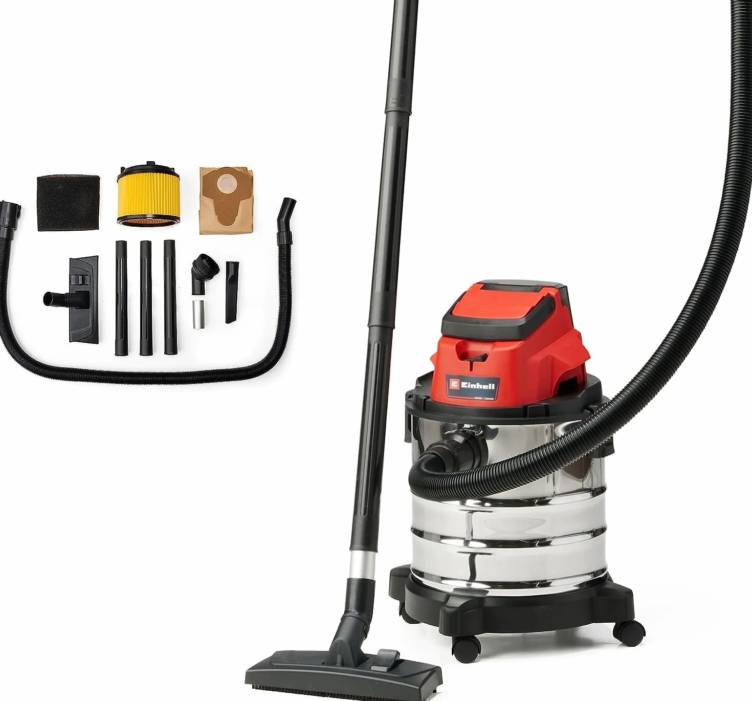 Einhell TC-VC 18/20 Li S-Solo Aspirapolvere a secco e umido 18 V 20 l contenitore in metallo Power X-Change