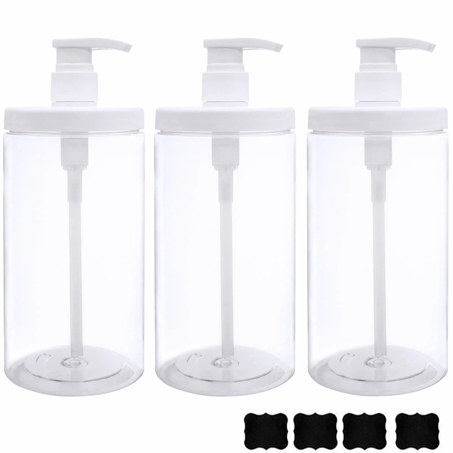 Cosywell Bottiglie in plastica ricaricabili con pompa, a bocca larga, stile vasetto, senza BPA, per lozioni, shampoo, balsamo, colore bianco, 3 x 1000 ml