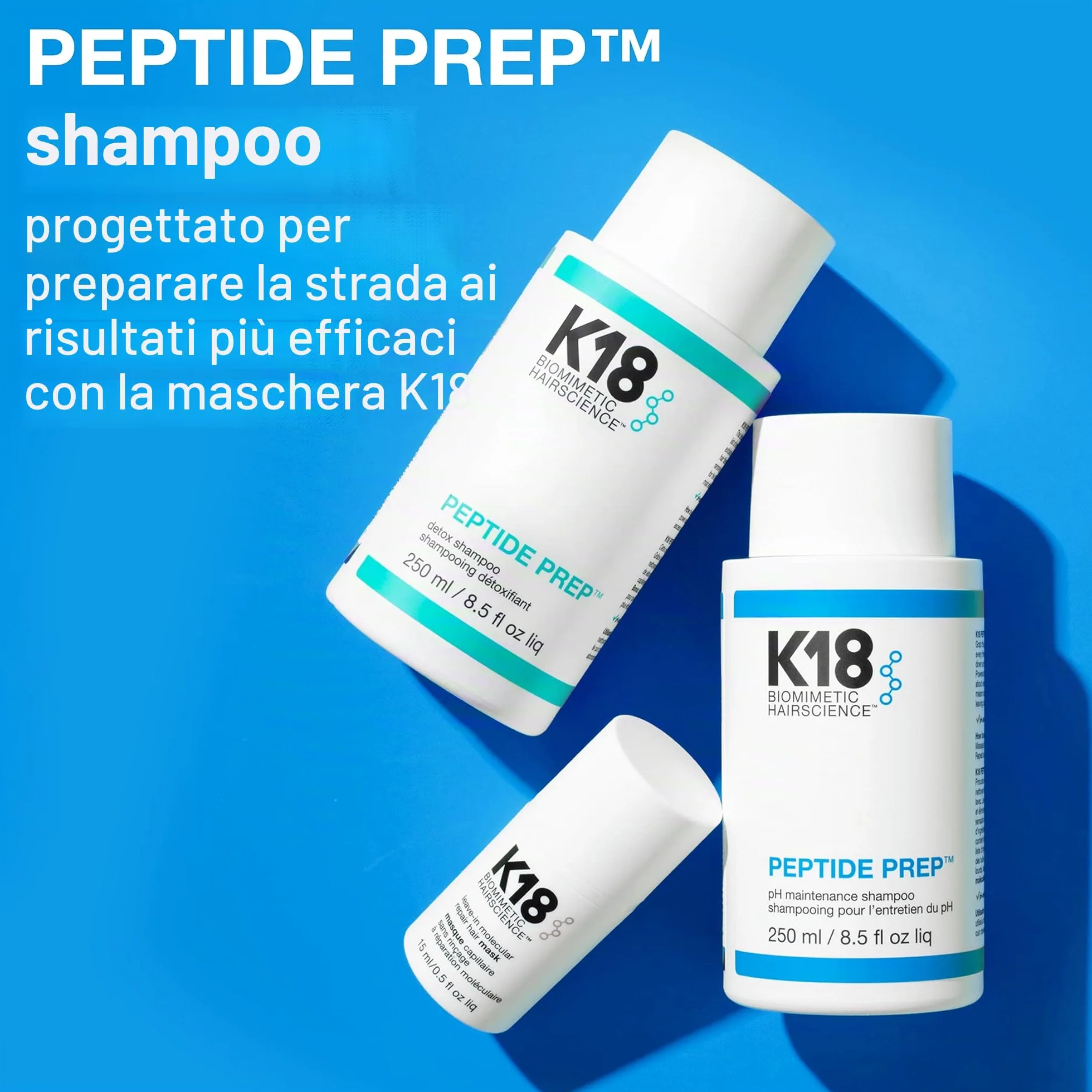 K18 Biomimetico Hairscience – Peptide Prep Detox Shampoo per capelli 930 ml pH 3,8-4,2 che aiuta a mantenere il colore e non secca i capelli Ingredienti attivi intenzionali rimuovono l'accumulo
