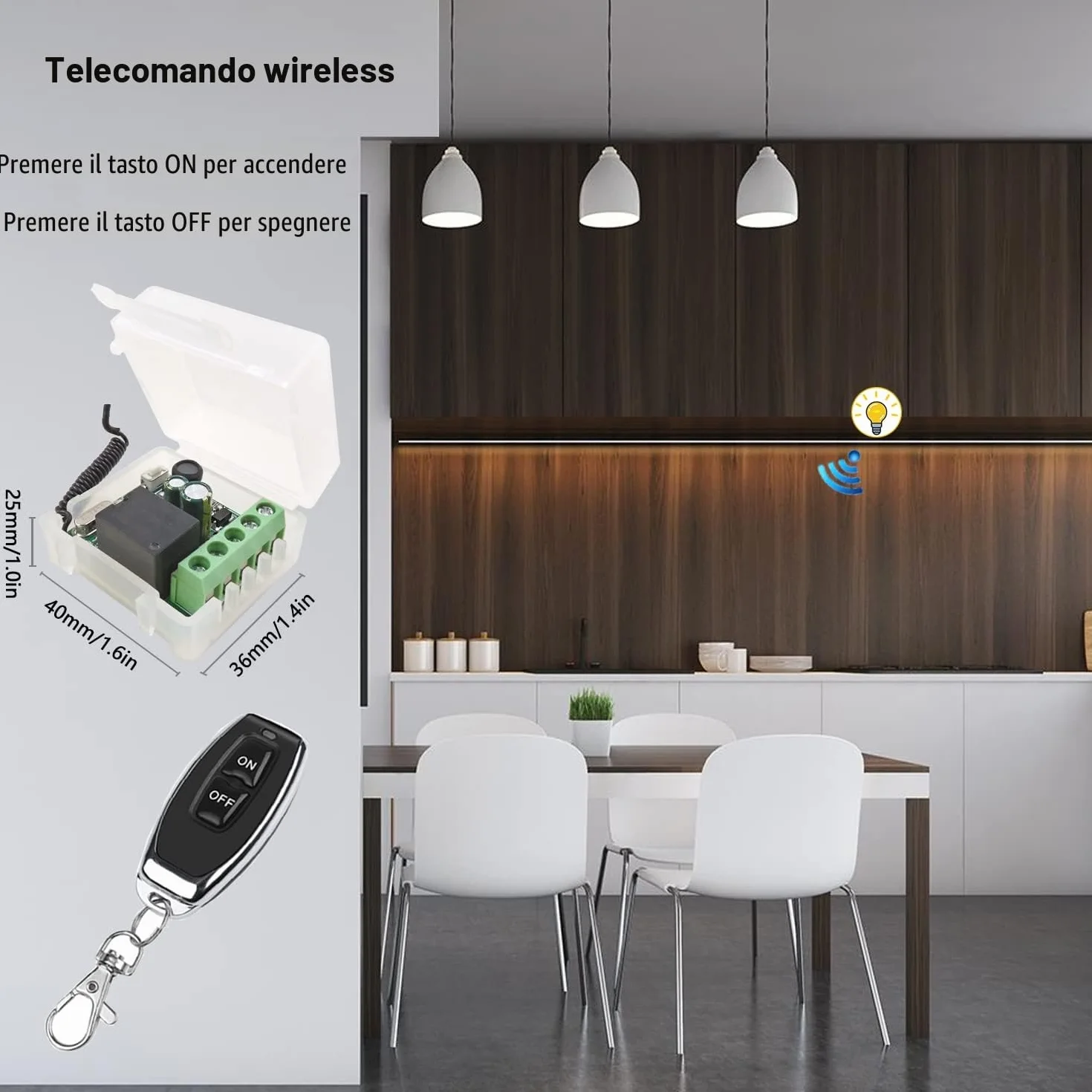 DieseRC Radiocomando Interruttore 433 MHz 220V 230V 1 Canale Ricevitore con Trasmettitore