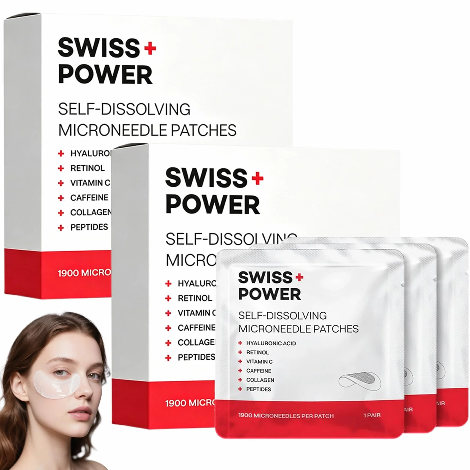 Swiss Power Patch Occhi con Microaghi, 2026 Nuovo Swiss Power Cerotti Occhi Antirughe, Maschera Occhi per Occhiaie e Borse, Patch Contorno Occhi Antirughe per una Cura Quotidiana (2 Scatole)