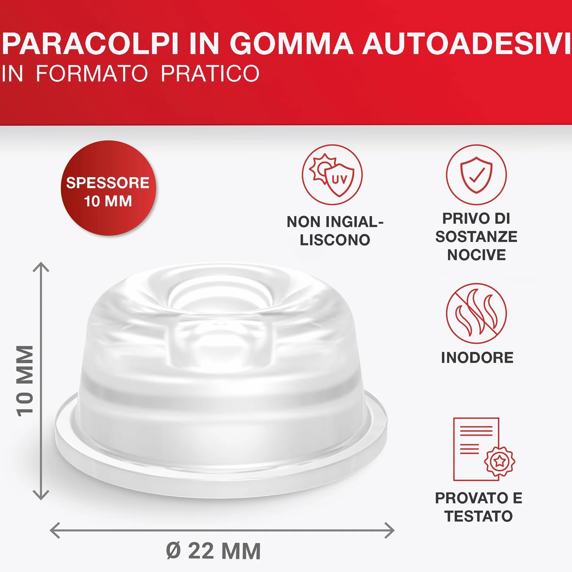 LouMaxx Gommini Paracolpi Piedini Trasparenti Ø 22mm Autoadesivi Set 12