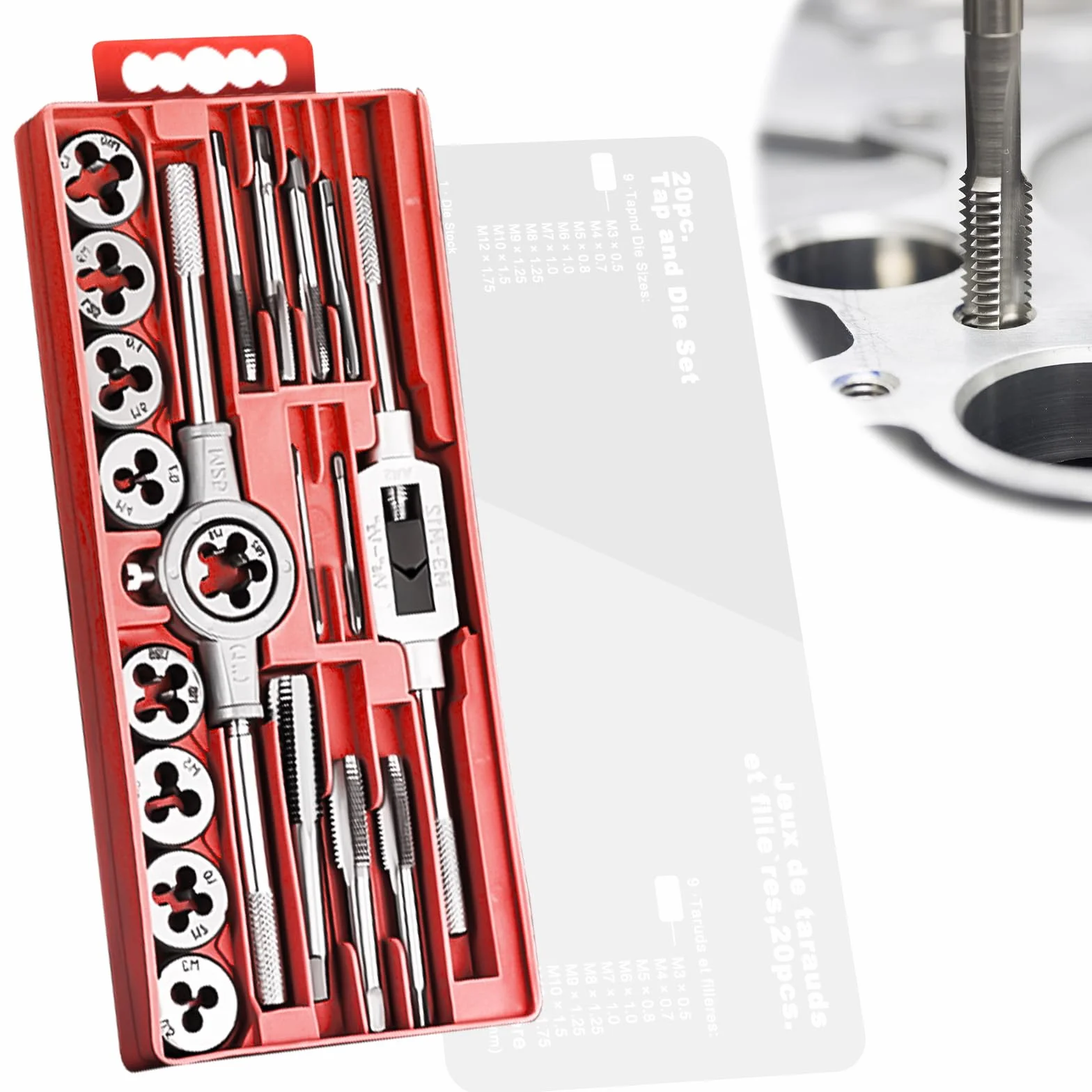 Set di Filettatrici Metriche M3-M12, Maschietti per Trapano, Rosso