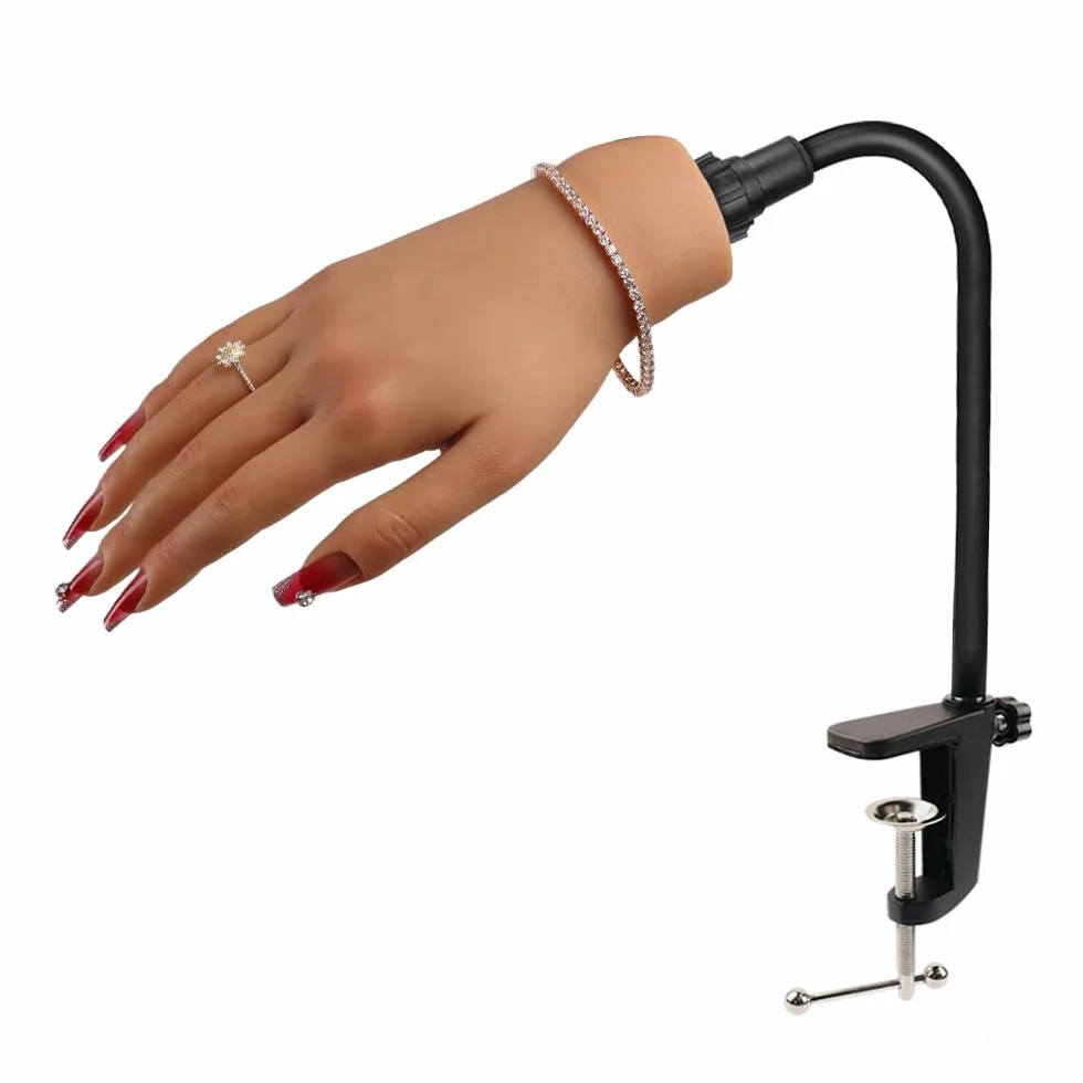 KnowU Silicone Mani Finte con Supporto, Mano Finta per Unghie, Mano Finta per Ricostruzione Unghie, Mani Finte Alto Simulazione Flessibile Durevole 3 # la mano destra
