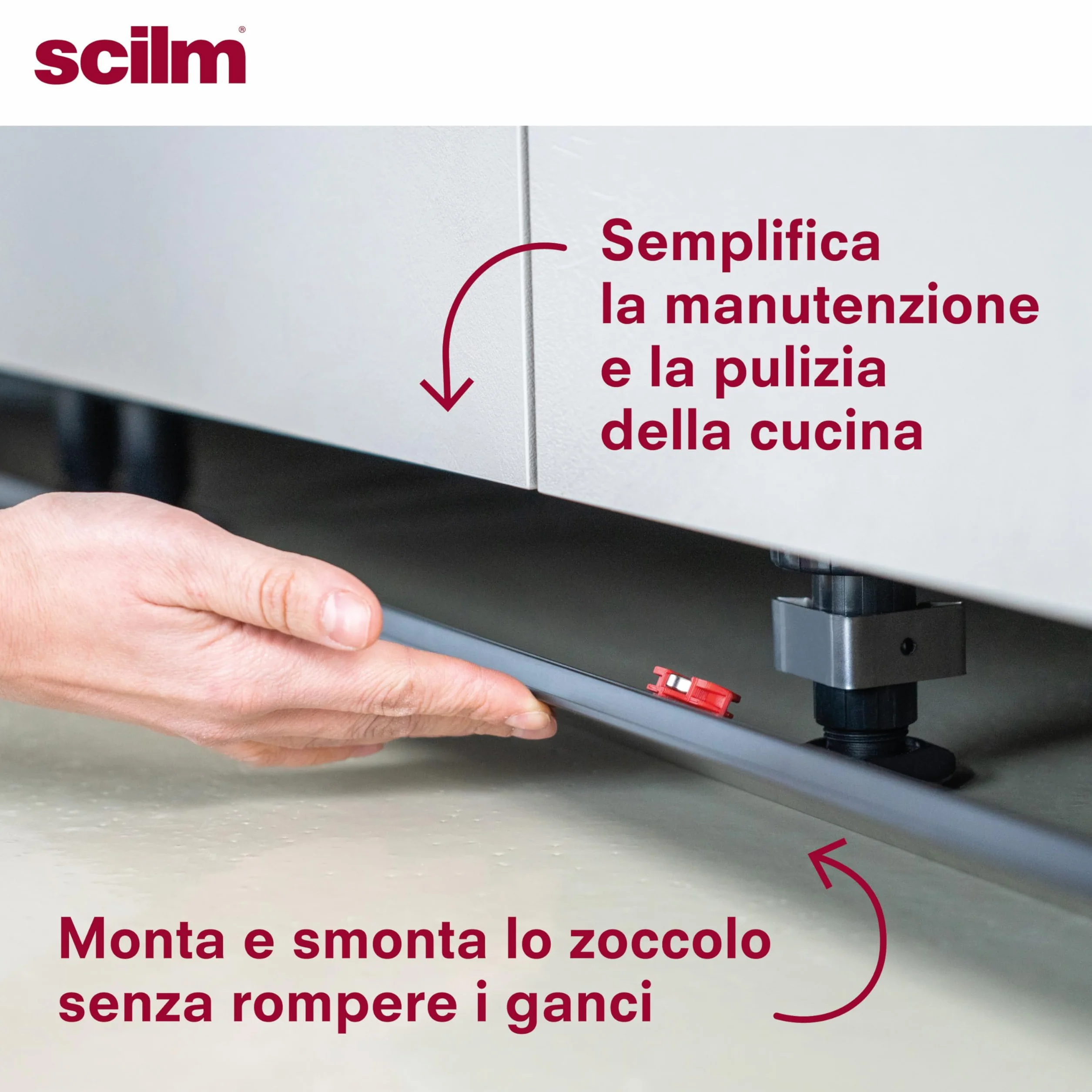 Ganci Magnetici per Zoccolo Cucina 10+8 Kit - Compatibile Piedini 28-30 mm Regolo 49-50 mm con Leva Sgancio
