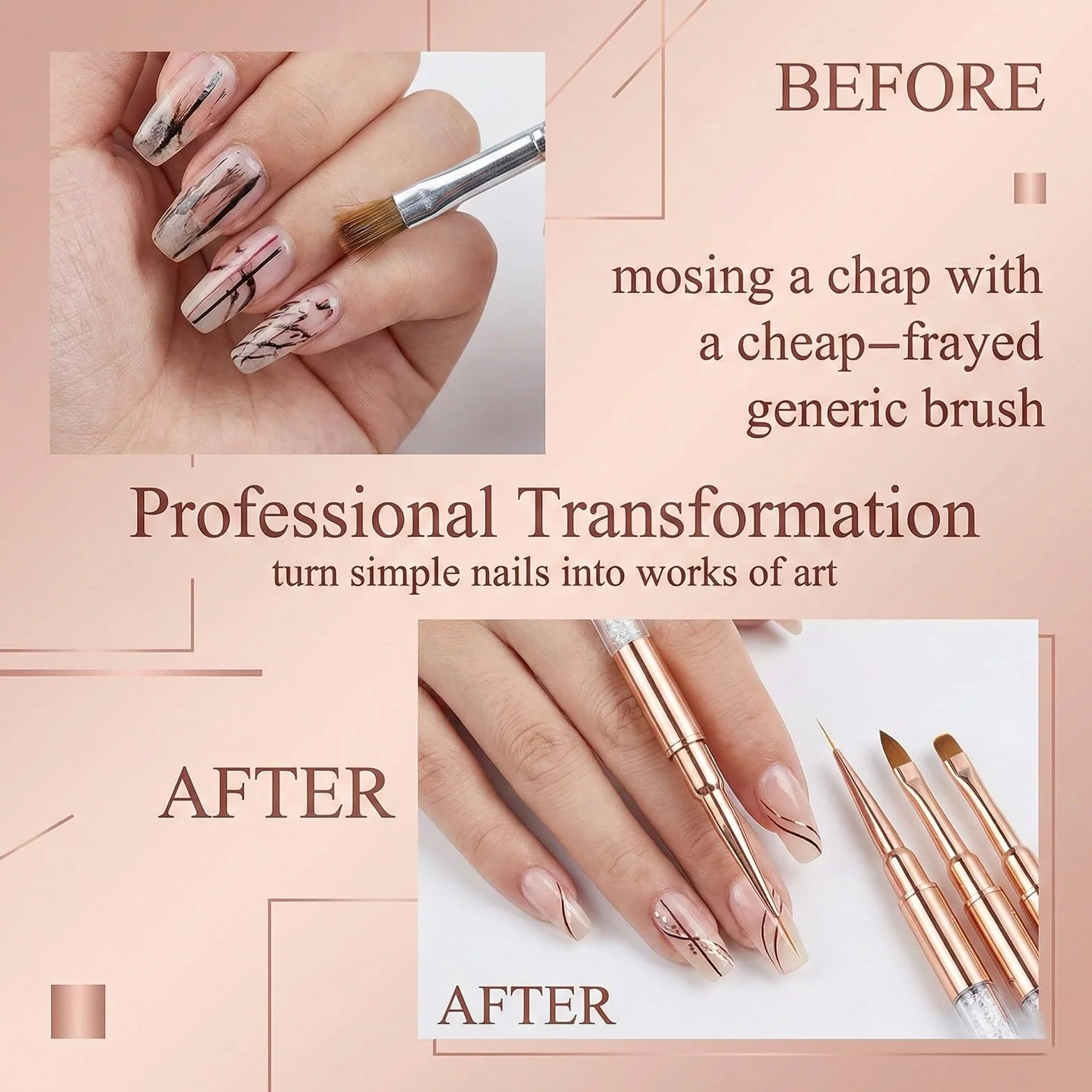 Pennelli Unghie,3 Pezzi Pennelli per Unghie,con Pennello Sottile, Accessori per Unghies con Manico Diamantato, per Smalto in Gel, Manicure da Salone, Fai da Te
