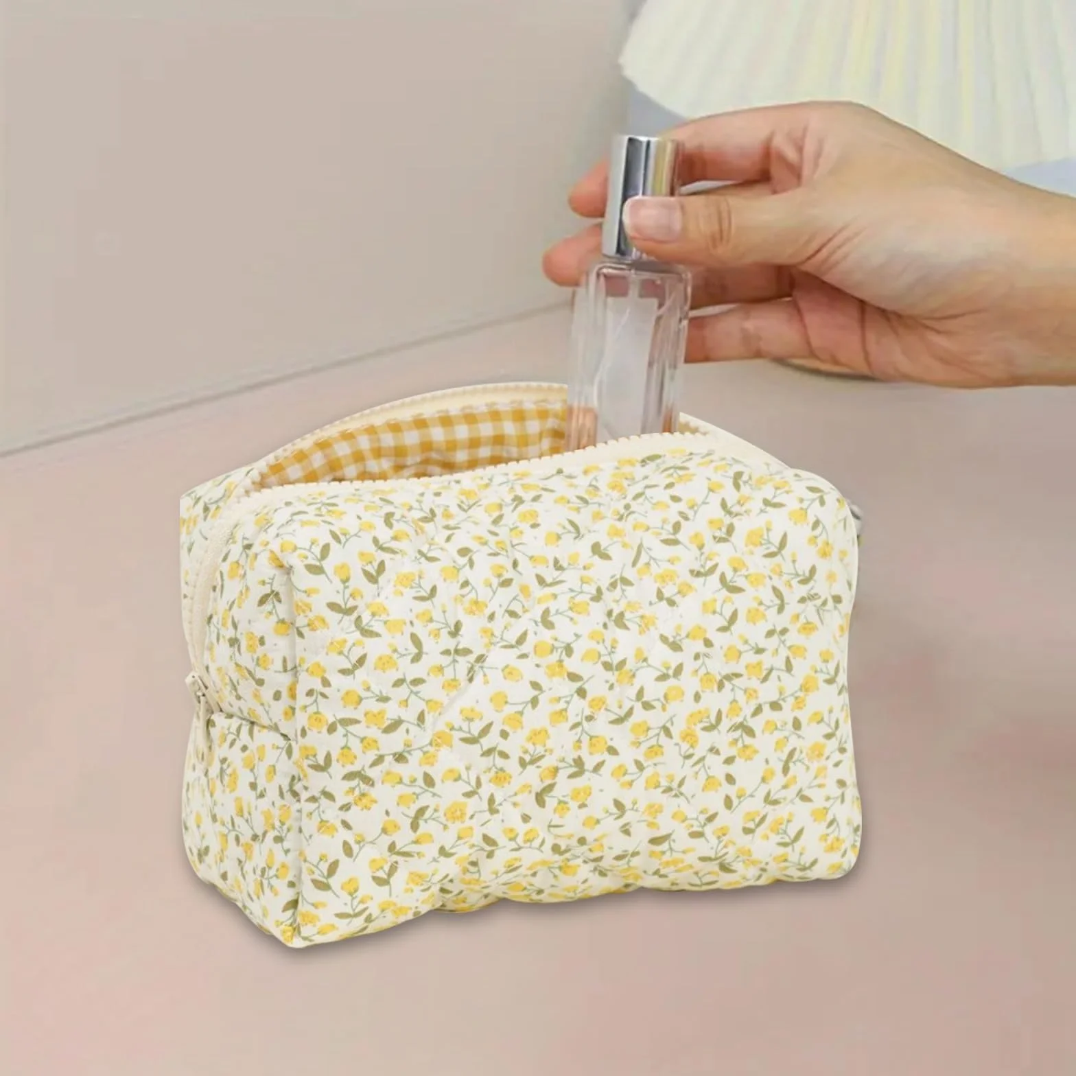 Pochette per cosmetici, adatta per donne e ragazze,, giallo.